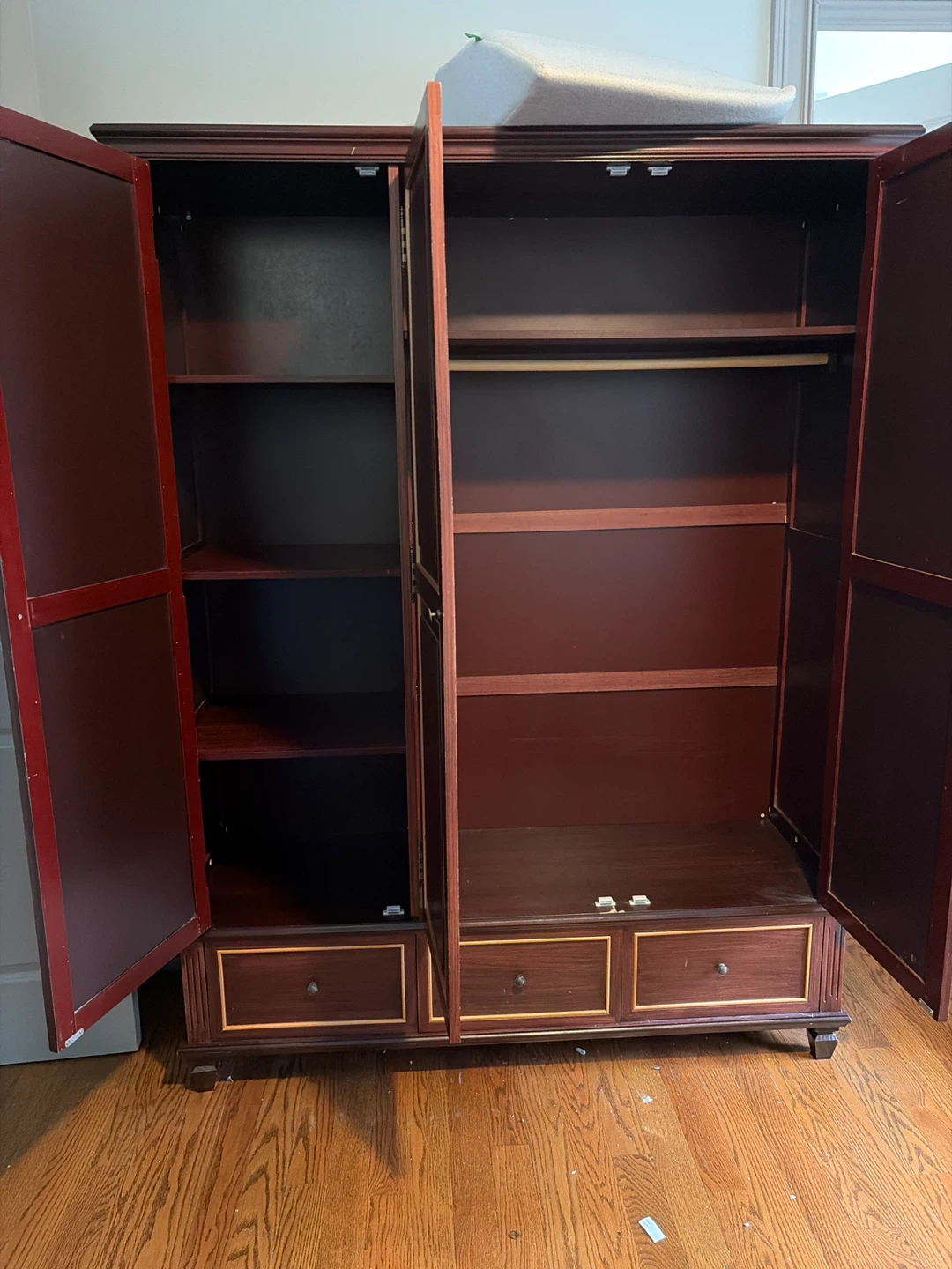 Dark Wood Wardrobe - Rod, Shelves, Drawers - photo 2