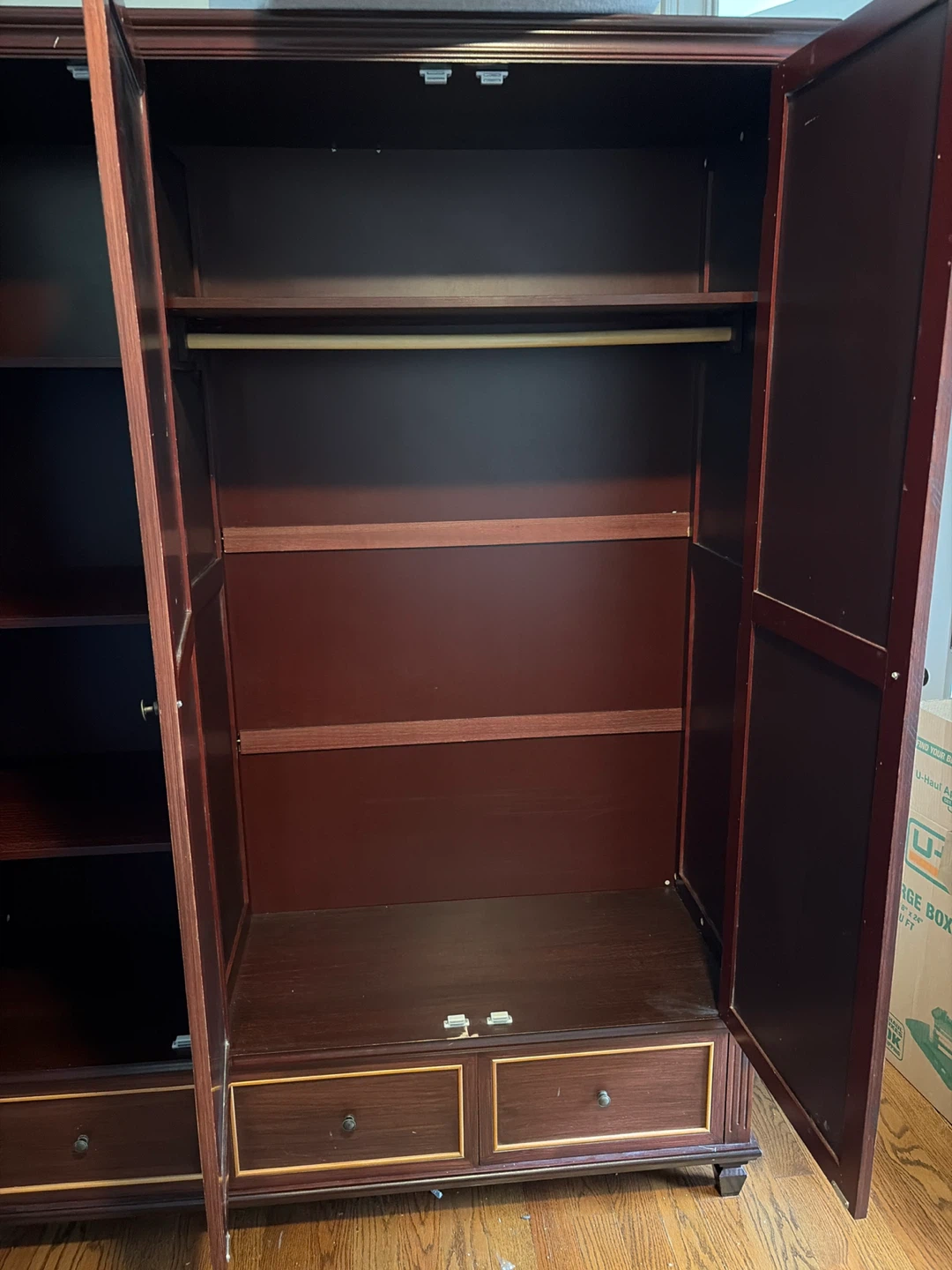 Dark Wood Wardrobe - Rod, Shelves, Drawers - photo 4