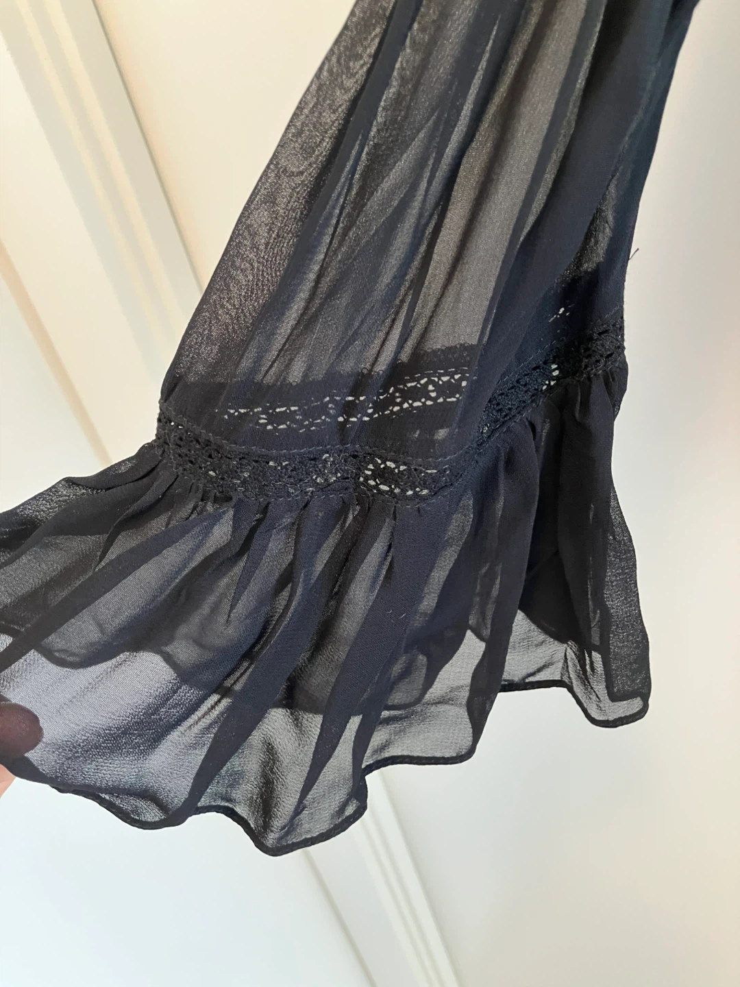 Black TRAFALUC sheer peasant blouse - photo 3