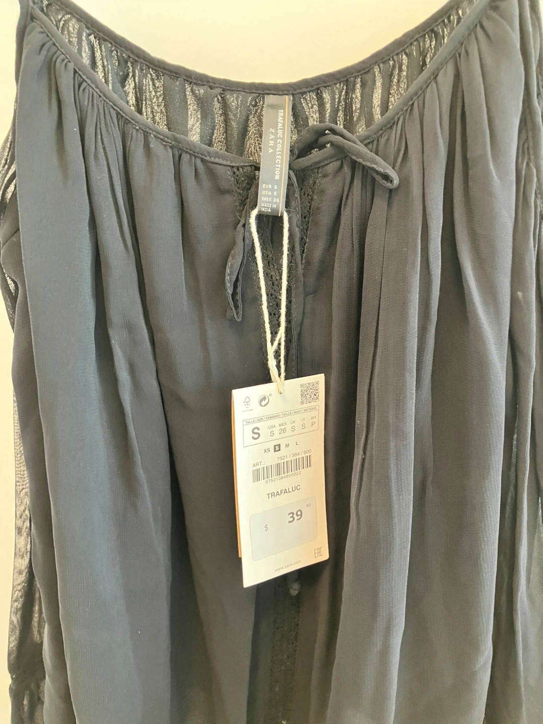 Black TRAFALUC sheer peasant blouse - photo 5