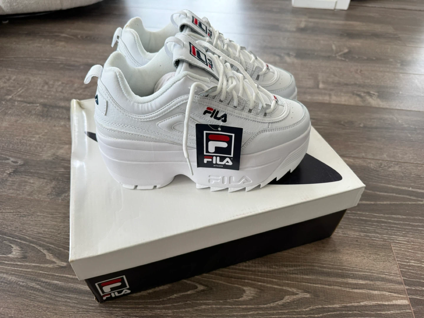 New Fila Disruptor II Wedge Shoes White Size 8.5