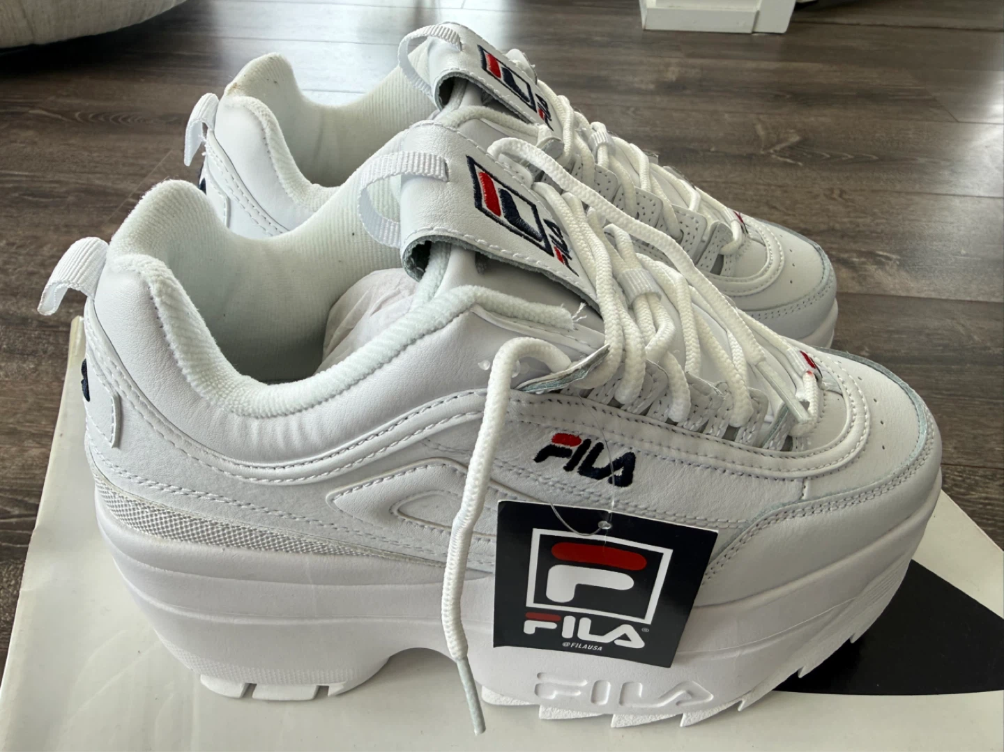 New Fila Disruptor II Wedge Shoes White Size 8.5 - photo 2