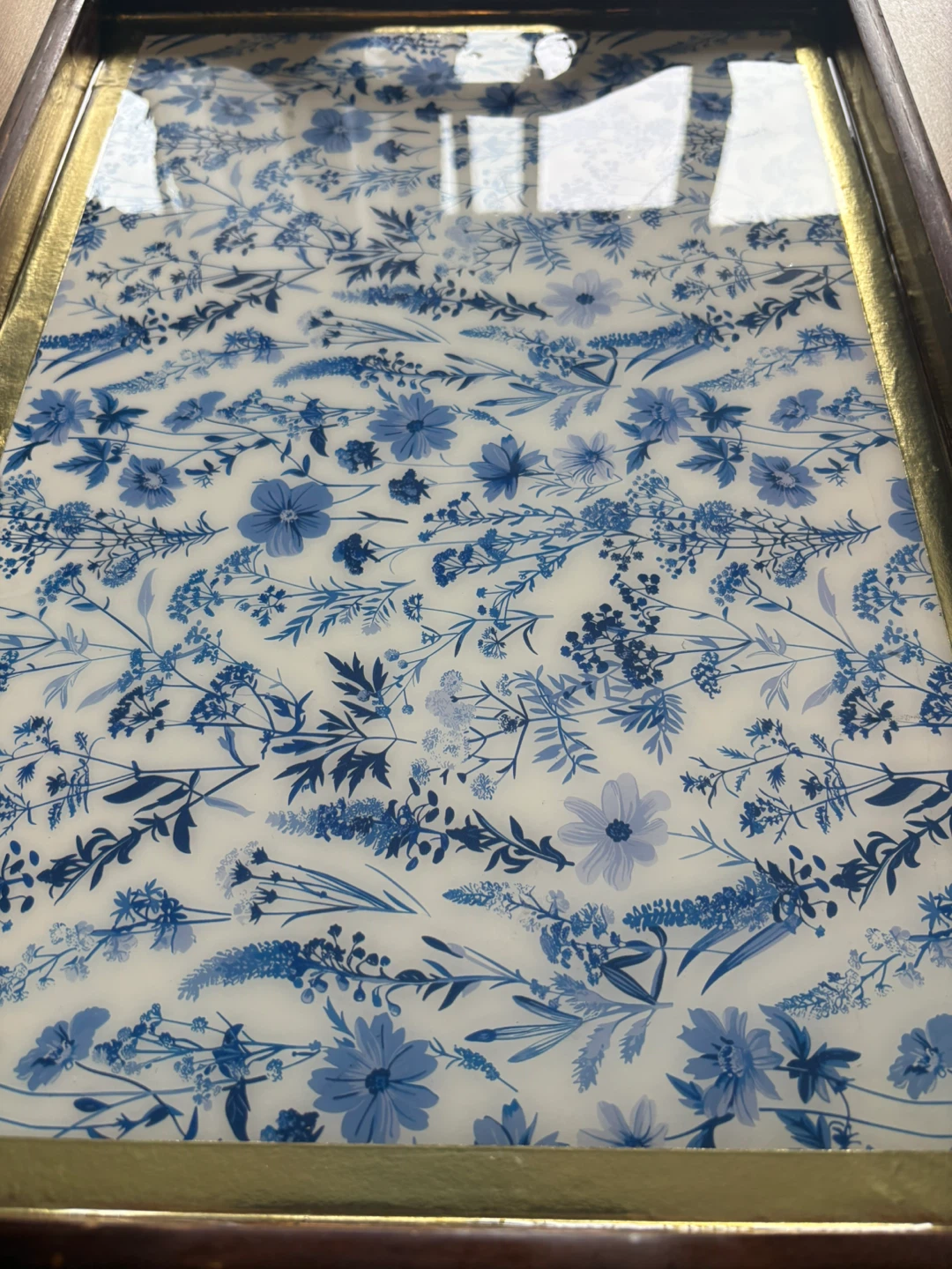 Decorative serving tray with blue floral pattern - photo 3