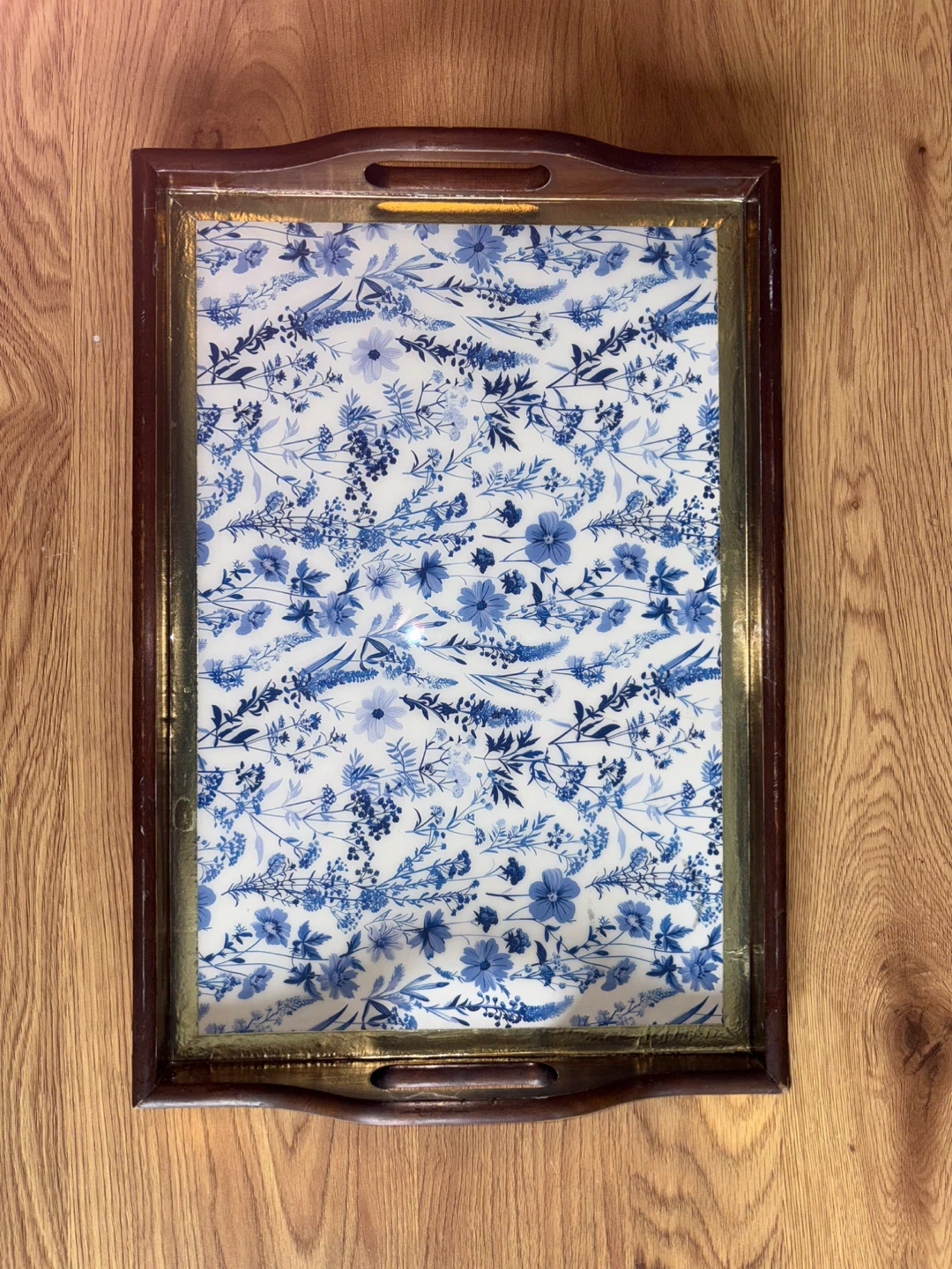 Decorative serving tray with blue floral pattern - photo 5