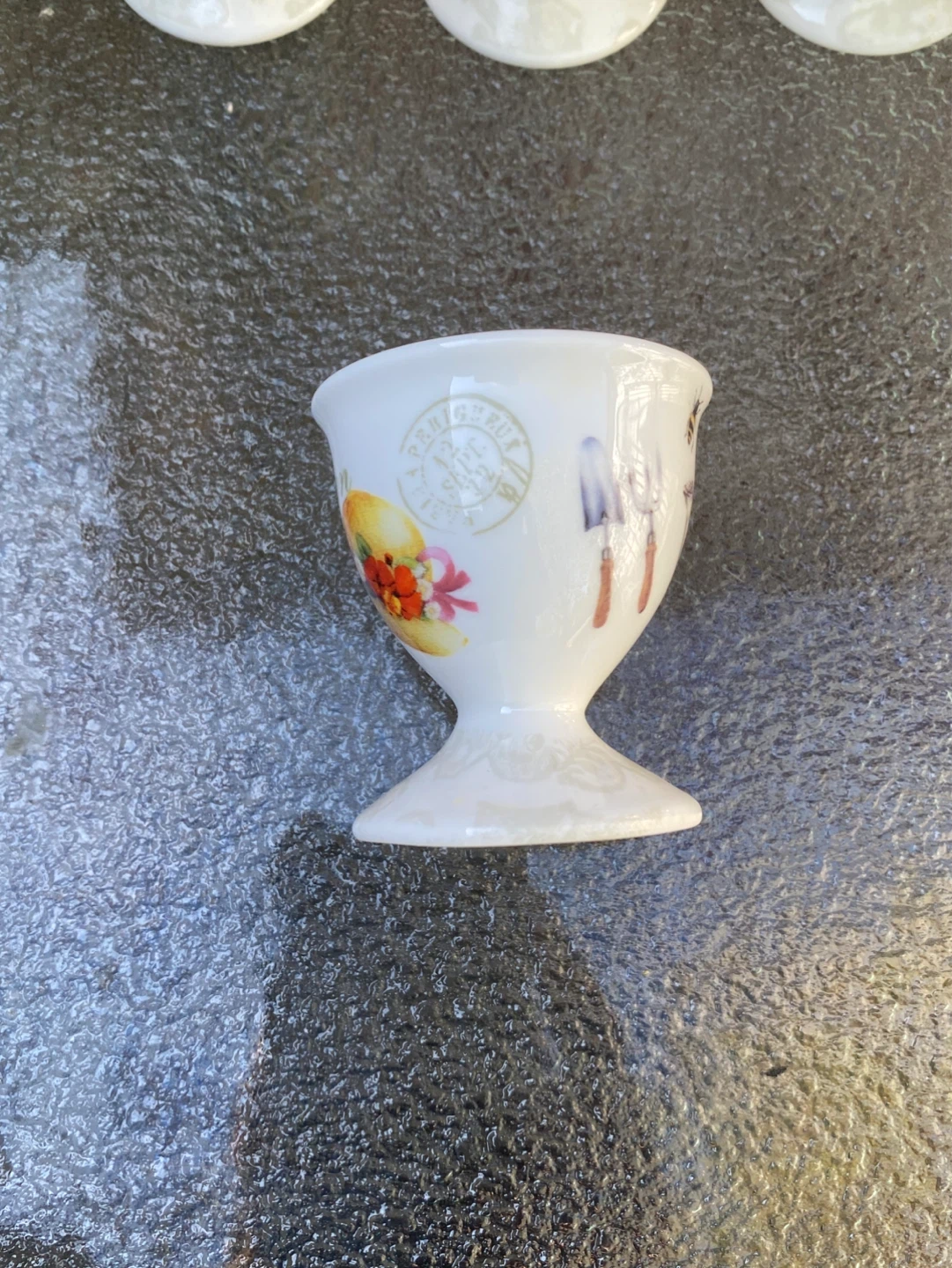 Porcelain Set of 6 Egg Cups Garden Floral Design - photo 4