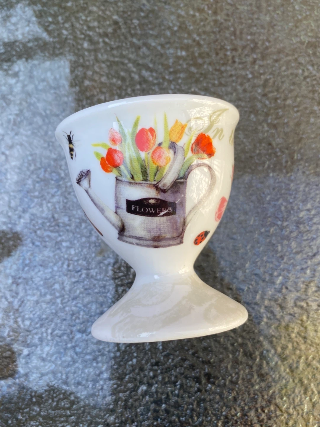 Porcelain Set of 6 Egg Cups Garden Floral Design - photo 3