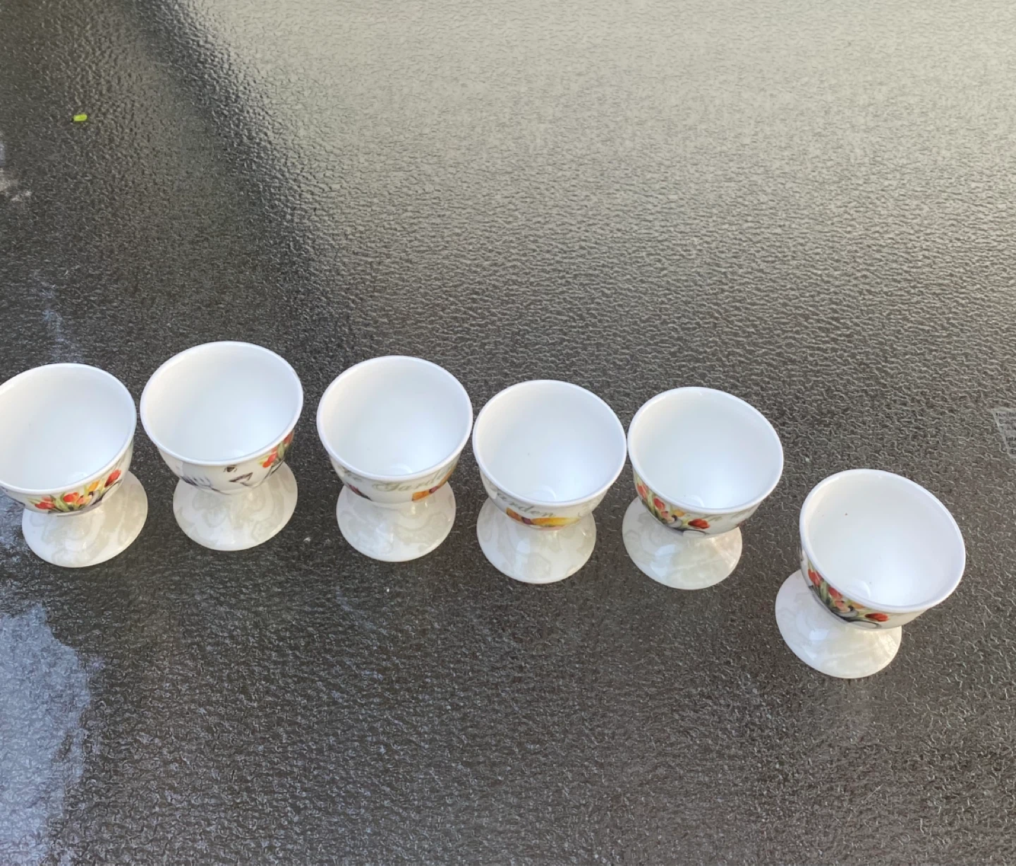 Porcelain Set of 6 Egg Cups Garden Floral Design - photo 5