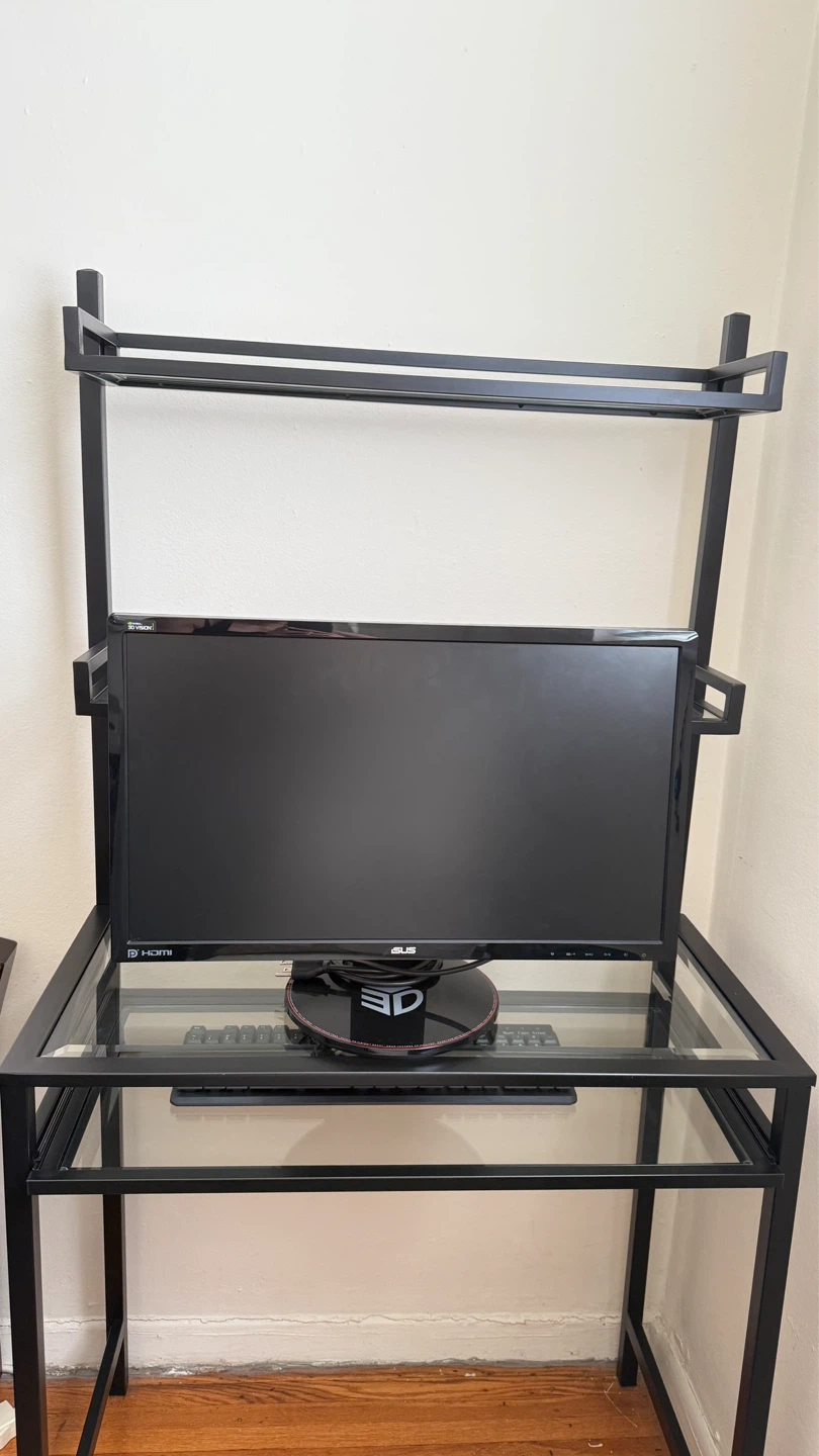 Tempered Glass Top Computer Desk - photo 2