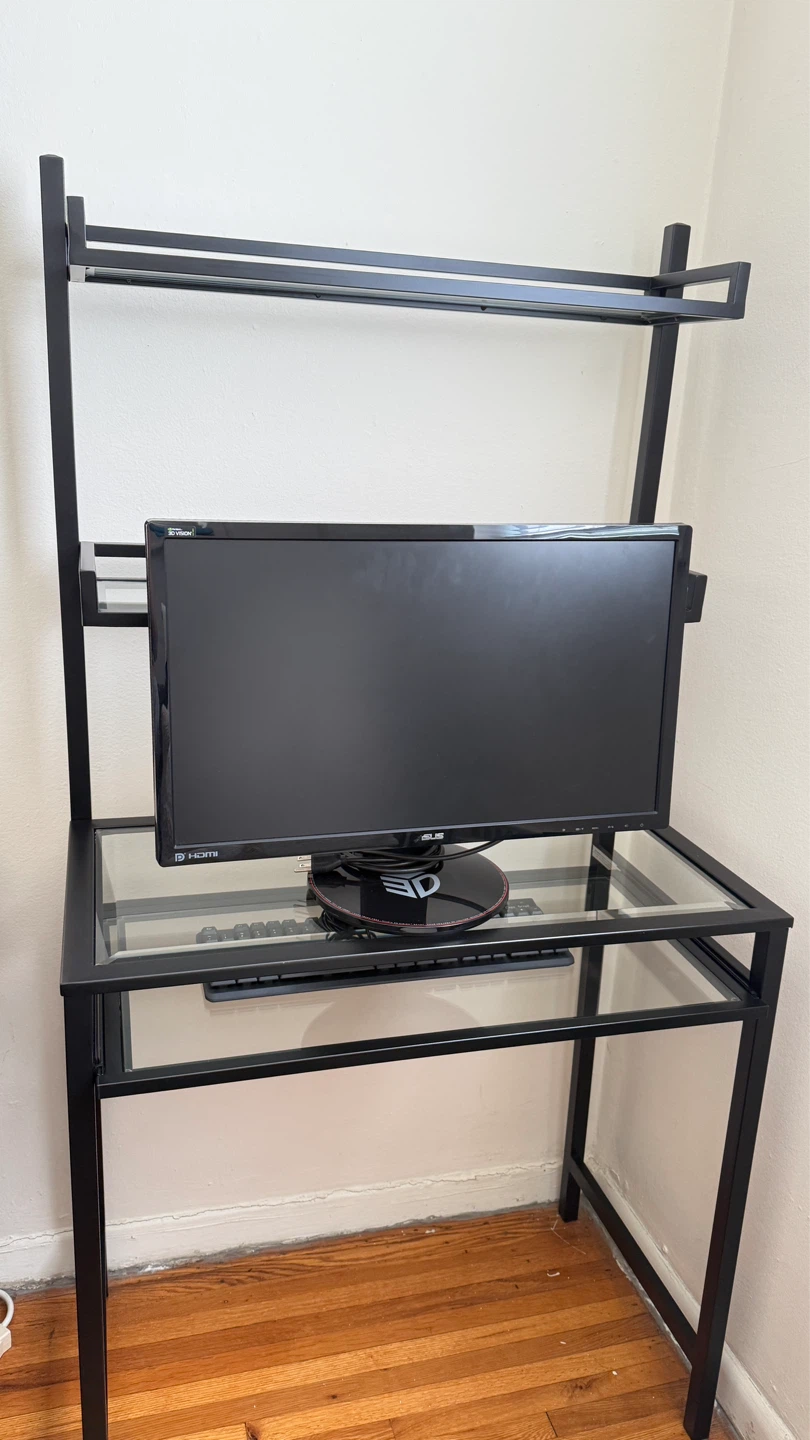Tempered Glass Top Computer Desk
