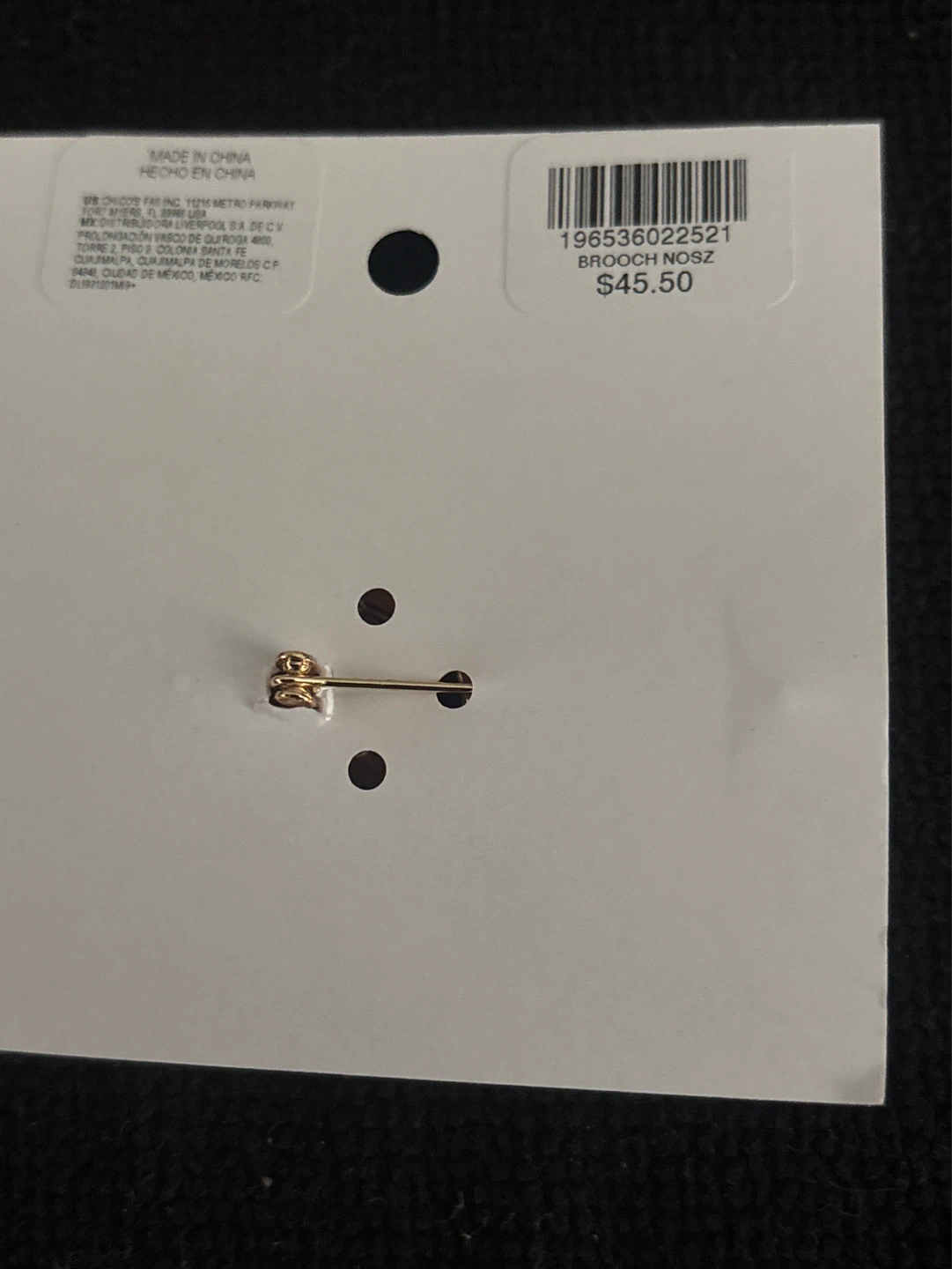 New Chico's Gold-Tone Hand Pin with Faux Pearl and Crystal - photo 3
