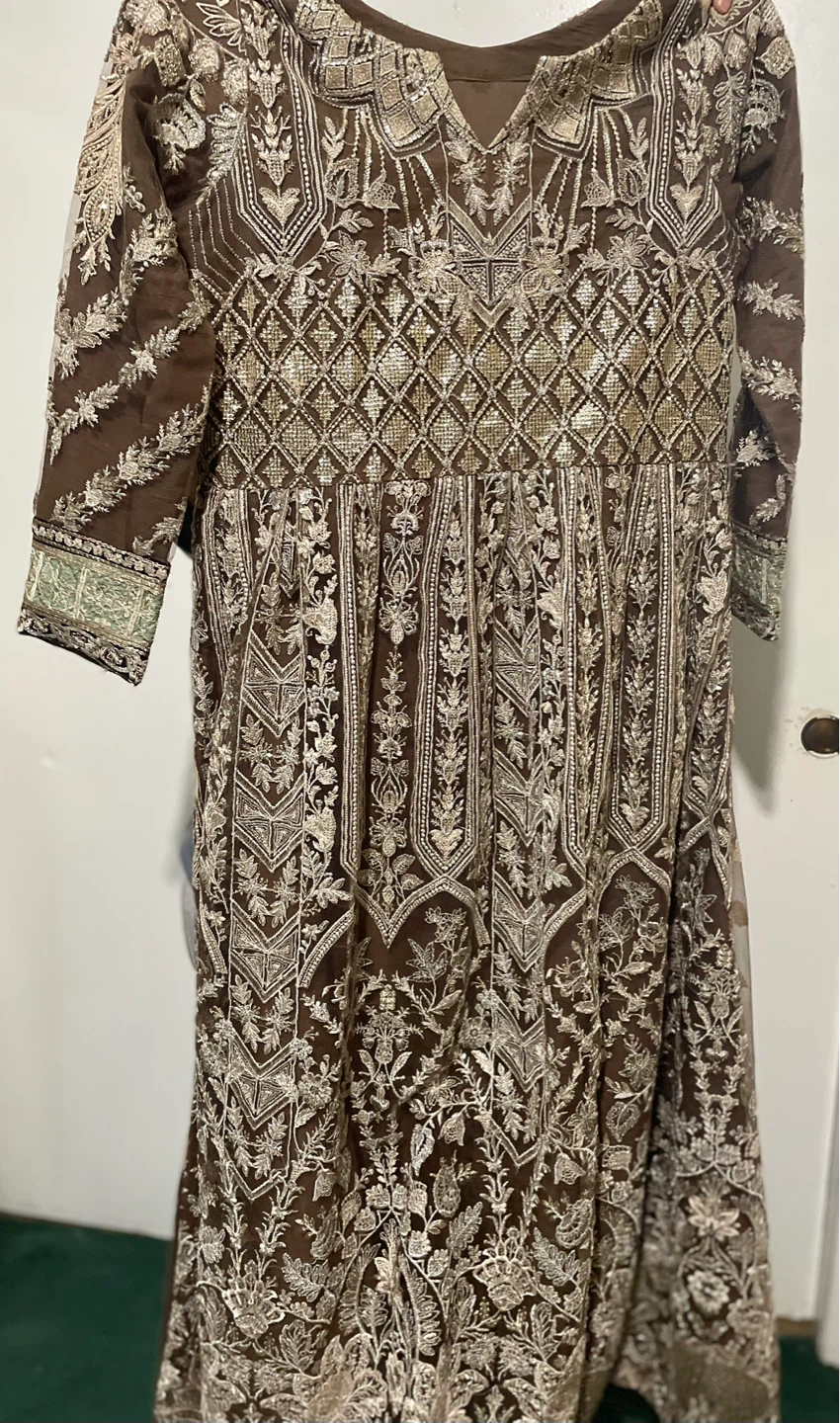 Embroidered Brown and Black Wedding Dress
