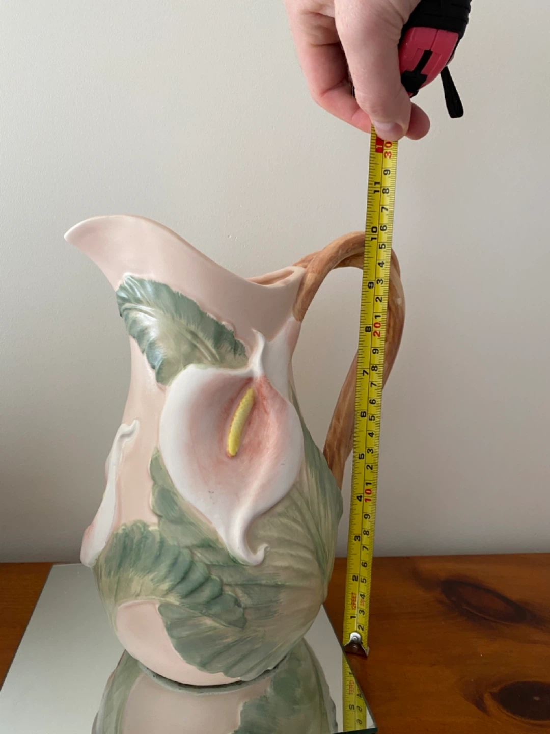 Fitz and Floyd 1987 Pink Calla Lily ceramic jug - photo 3