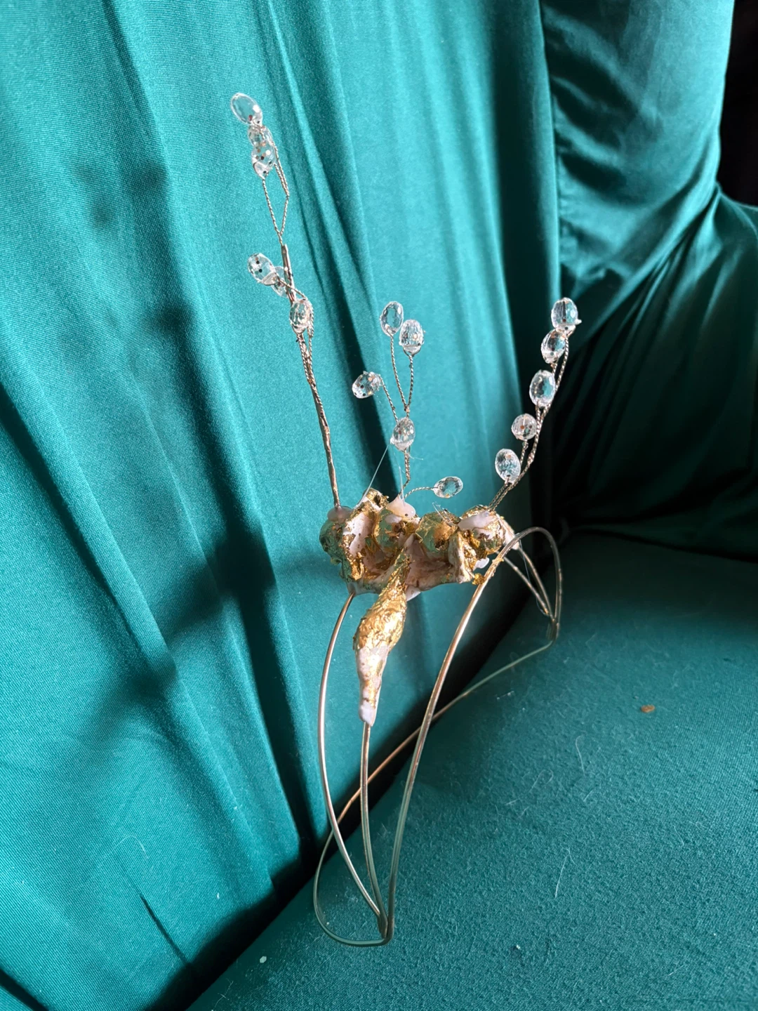 Gold Toned Hair Crown with Crystals - photo 3