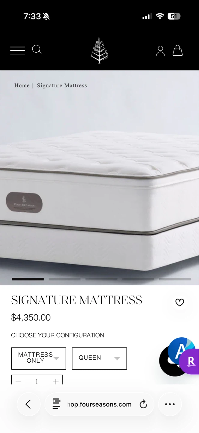 Four Seasons Mattress - Queen ($4350 Retail)+frame