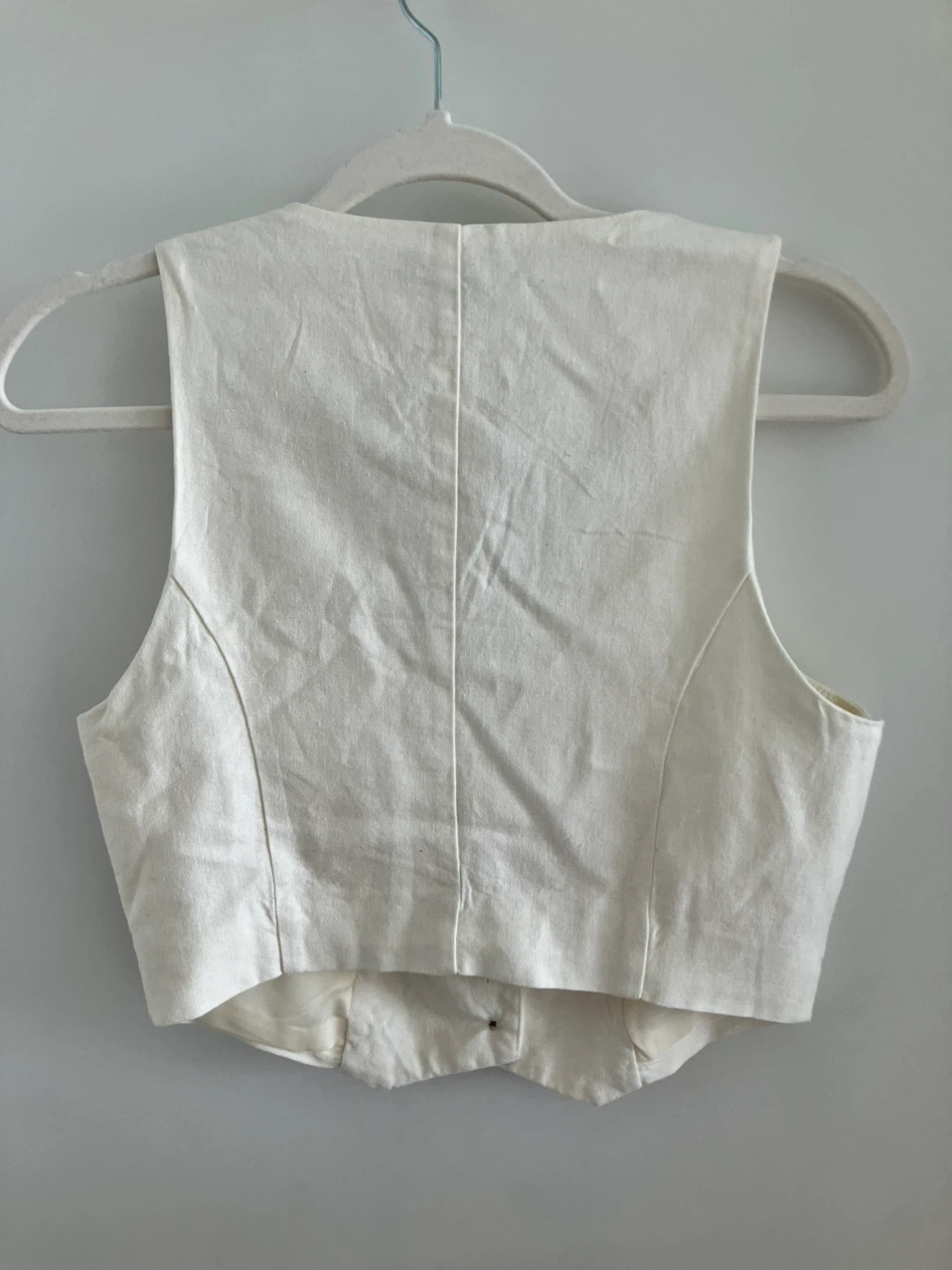 Forever 21 Cream Linen Blend Cropped Vest - photo 2