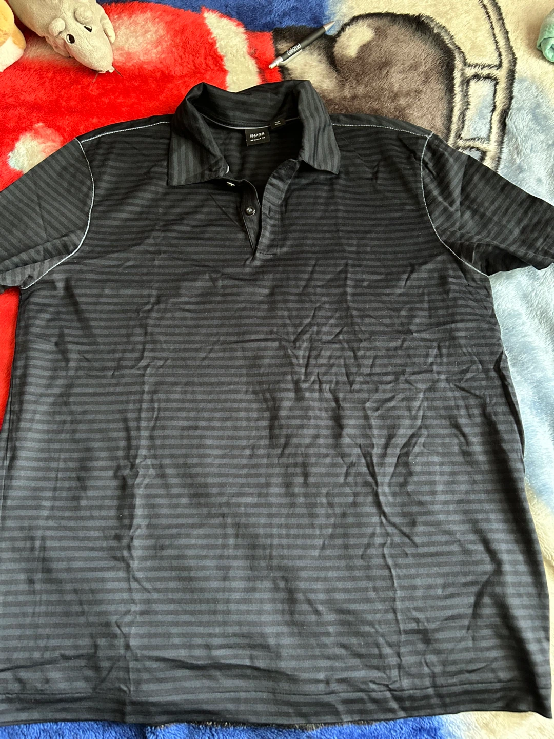 BOSS Regular Fit Striped Polo Shirt - Black XL