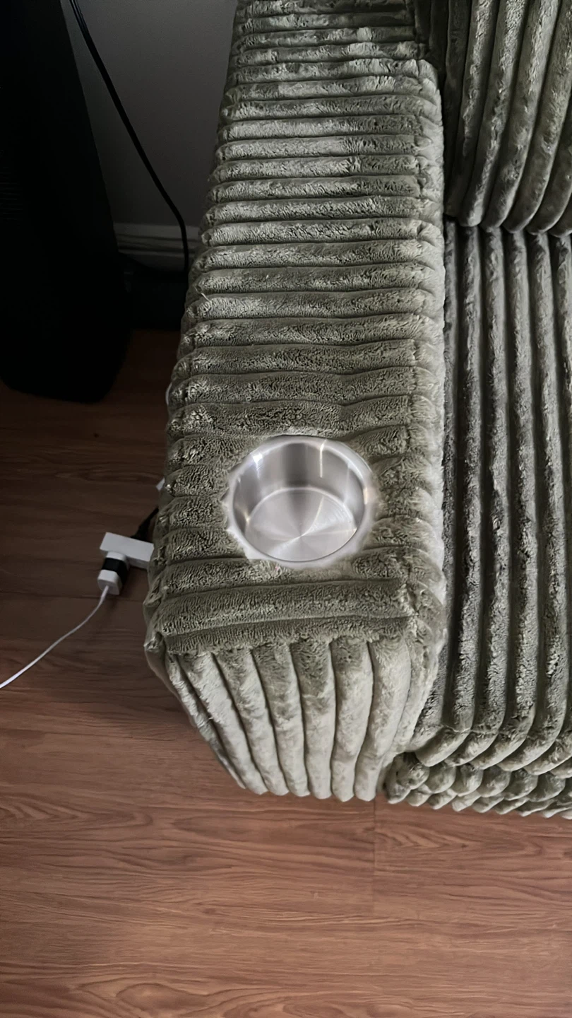Green Corduroy Sectional Sofa with Cup Holders - photo 2