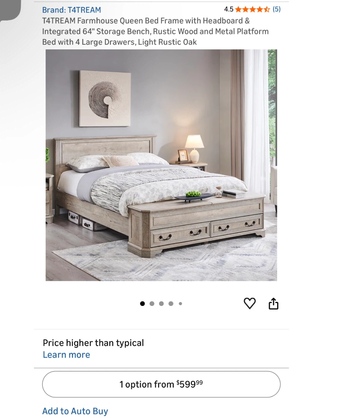Queen Size Bed Frame with Storage Bench - photo 3