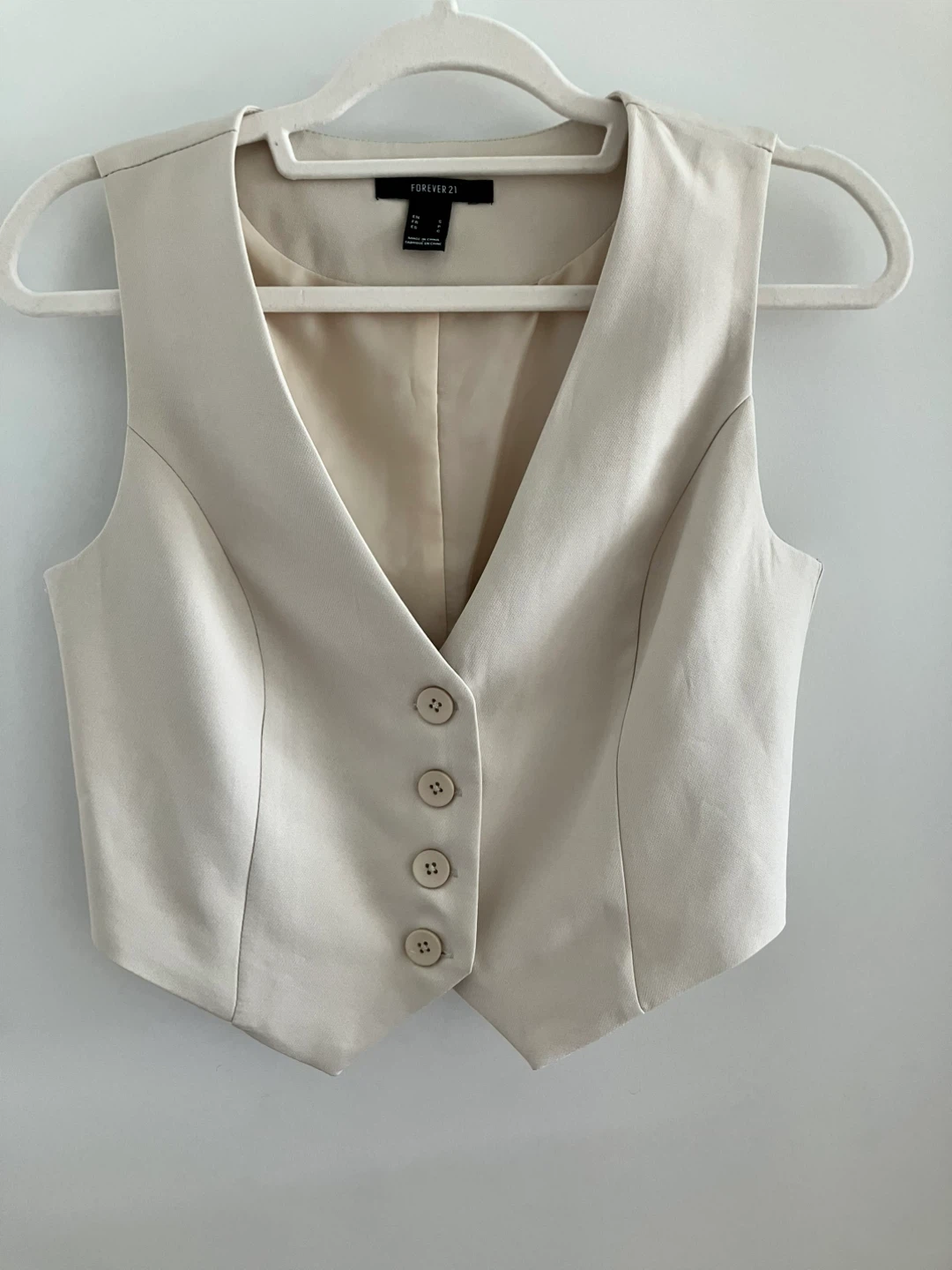 Forever 21 Beige Button-Up Vest