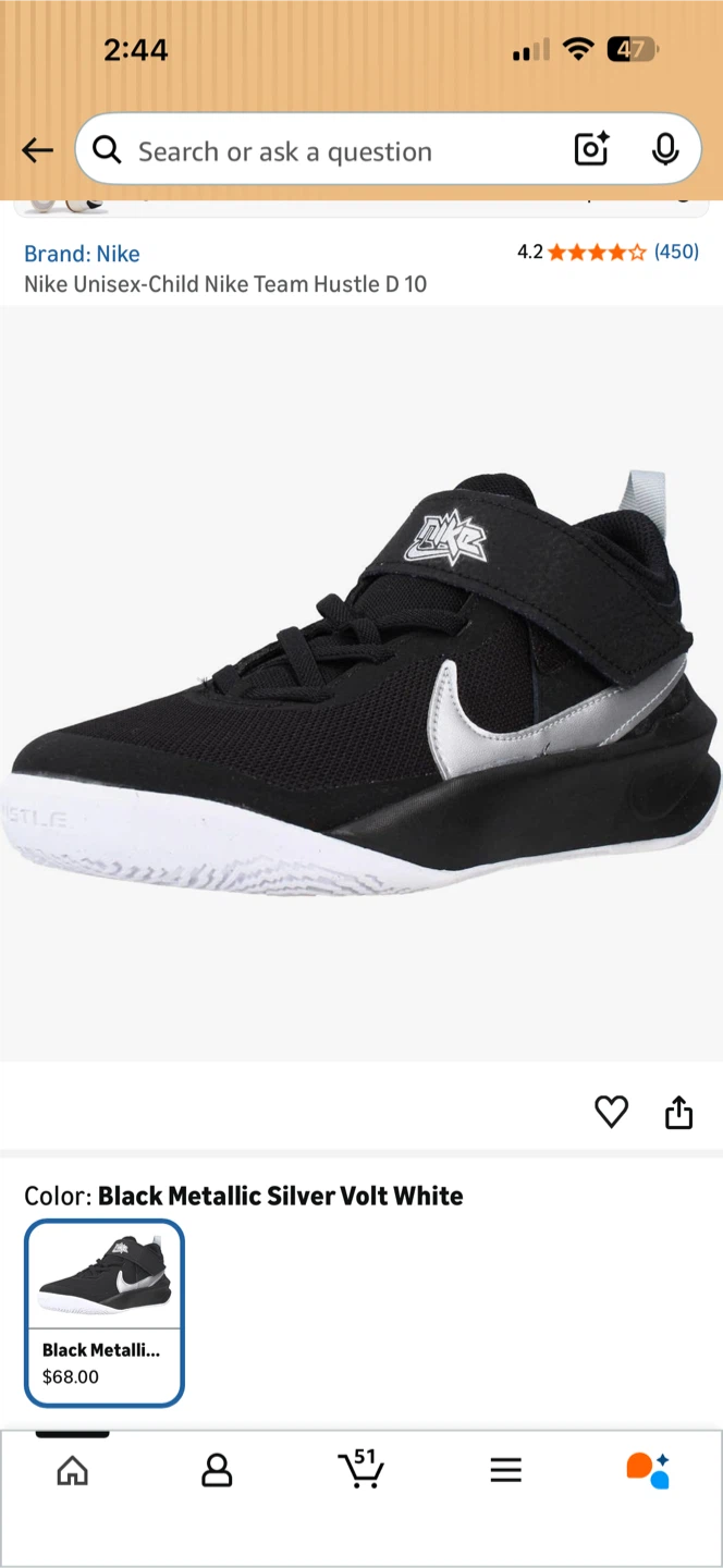 50% Off !! Nike Team Hustle D 10  Black Size 13C