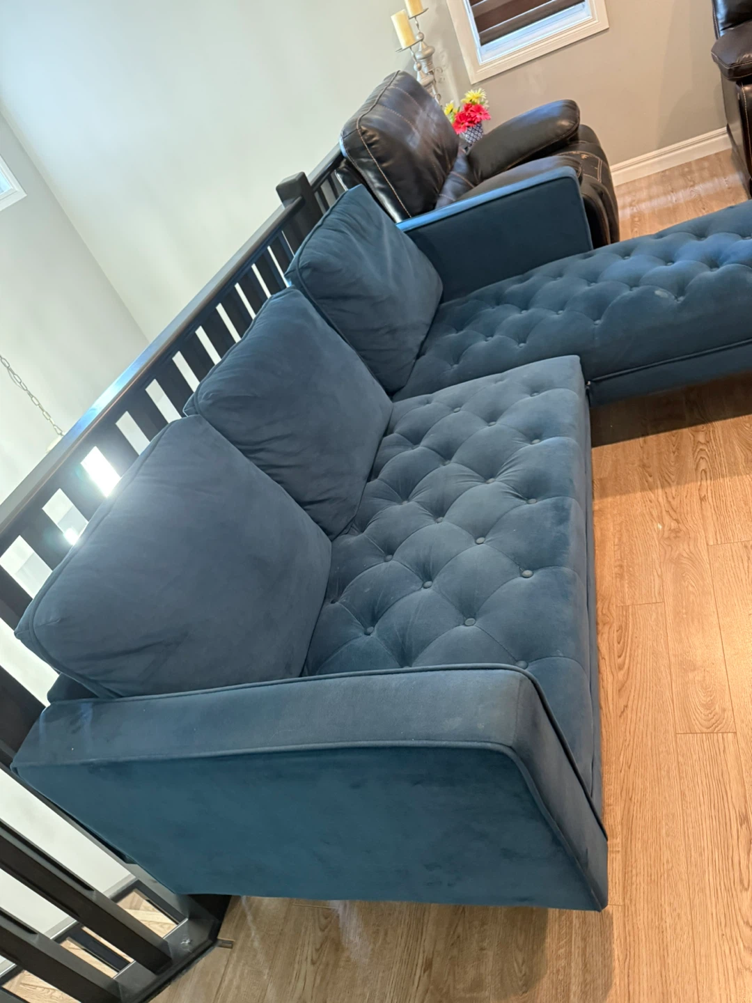 Blue Velvet Sectional Sofa