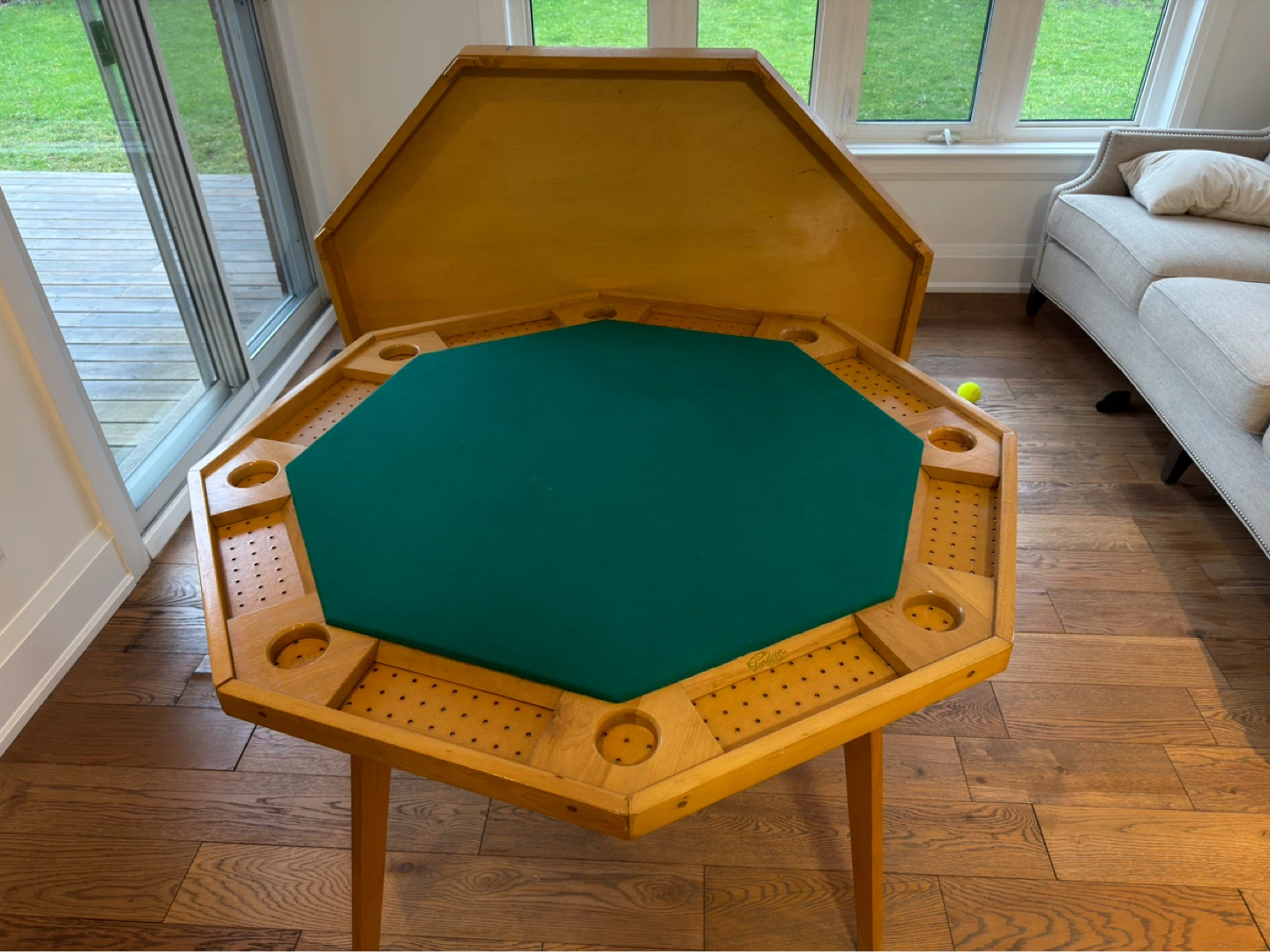 Octagon Folding Poker Table with Green Felt and Cup Holders - photo 2