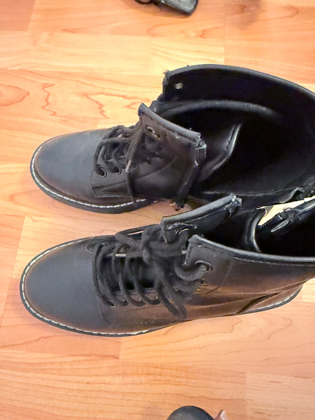 Black Lace-Up Combat Boots - photo 3