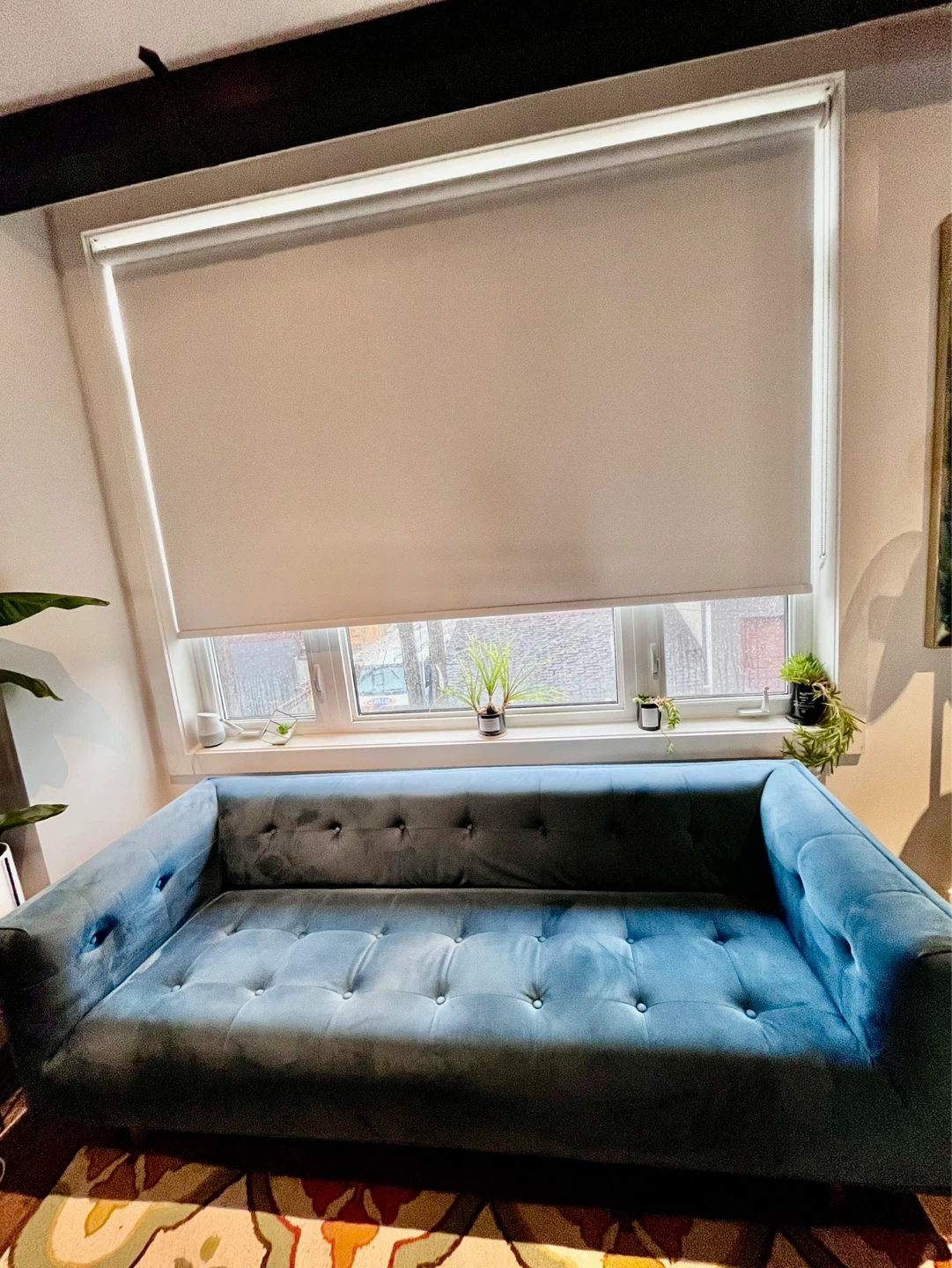 Tufted Blue Velvet Sofa - photo 2