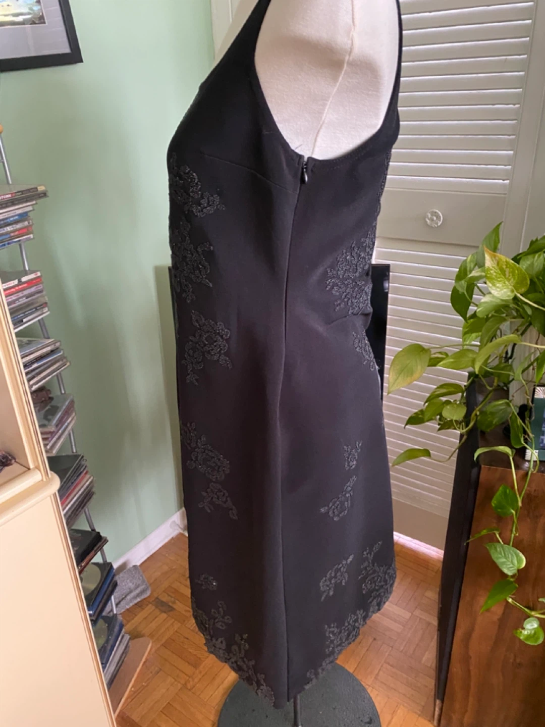 Black Beaded Floral Dress M-L - photo 2