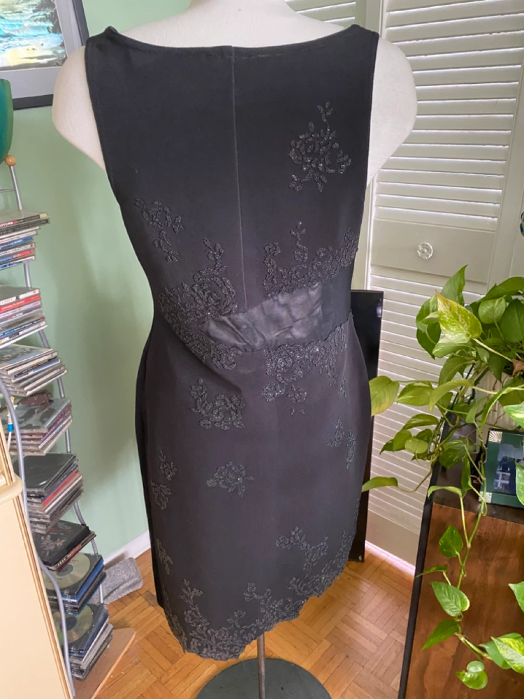 Black Beaded Floral Dress M-L - photo 4