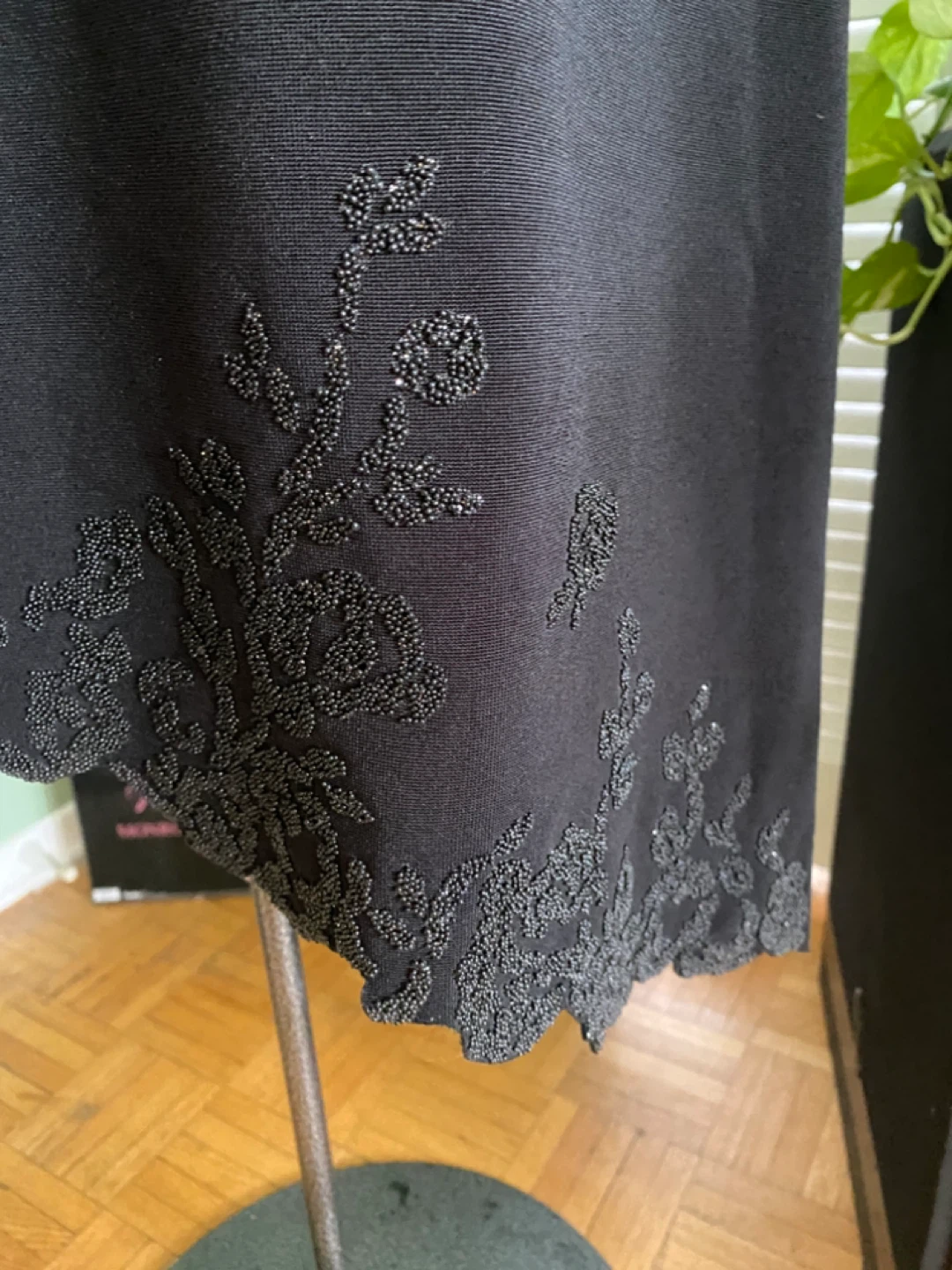 Black Beaded Floral Dress M-L - photo 5