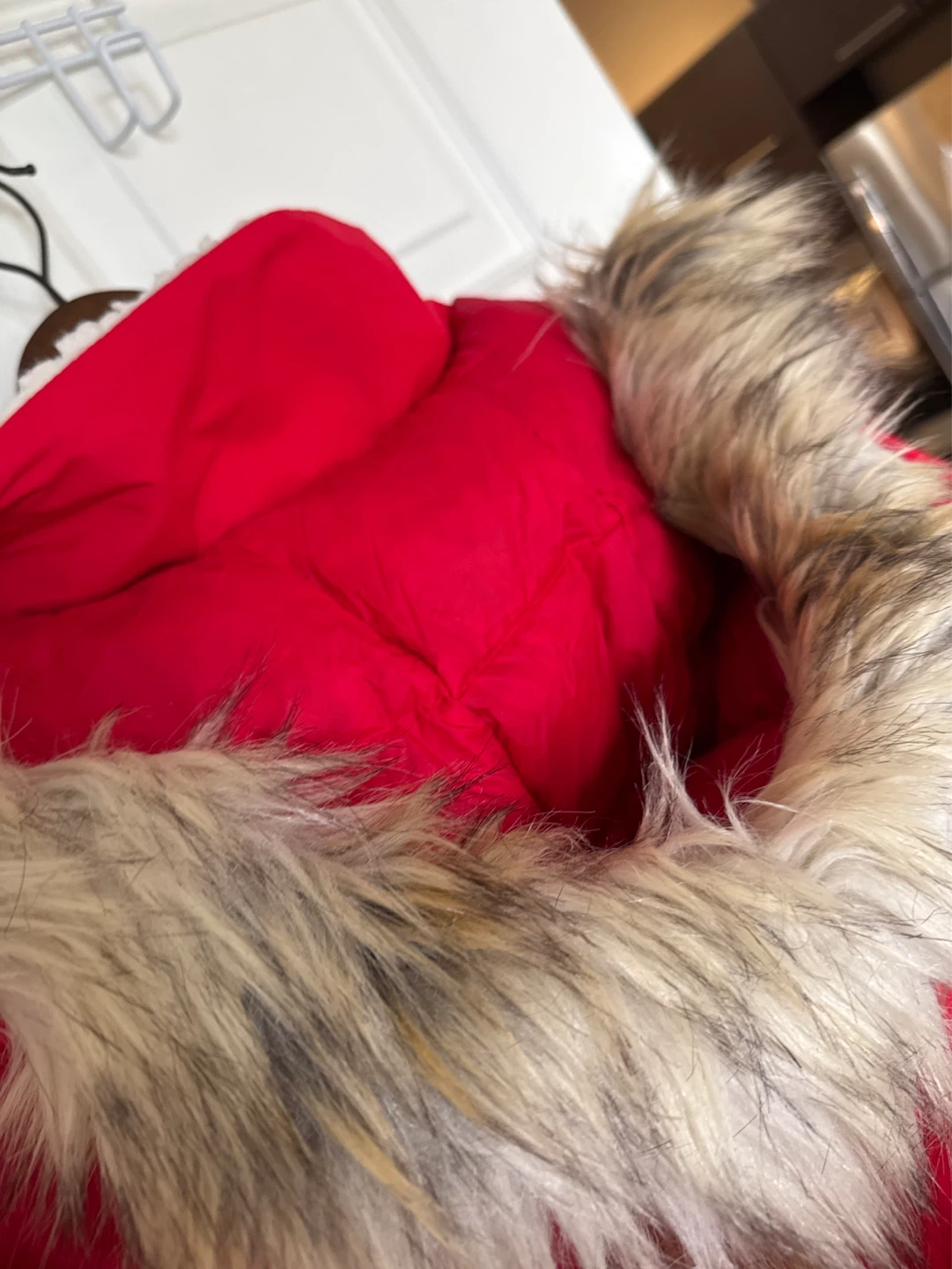 Columbia Red Puffer Parka Jacket with Faux Fur Hood - photo 3