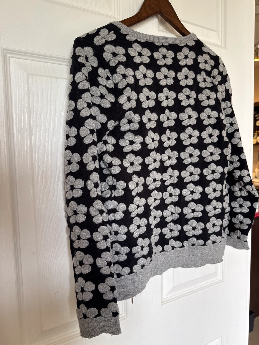 Motif Women's Zipper Cardigan - Black/Grey Floral Print - Size M - photo 2