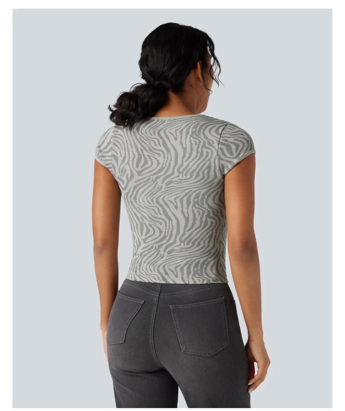 Halara Zebra Print Cropped T-Shirt