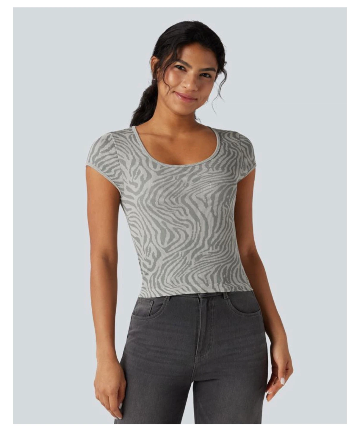 Halara Zebra Print Cropped T-Shirt - photo 2