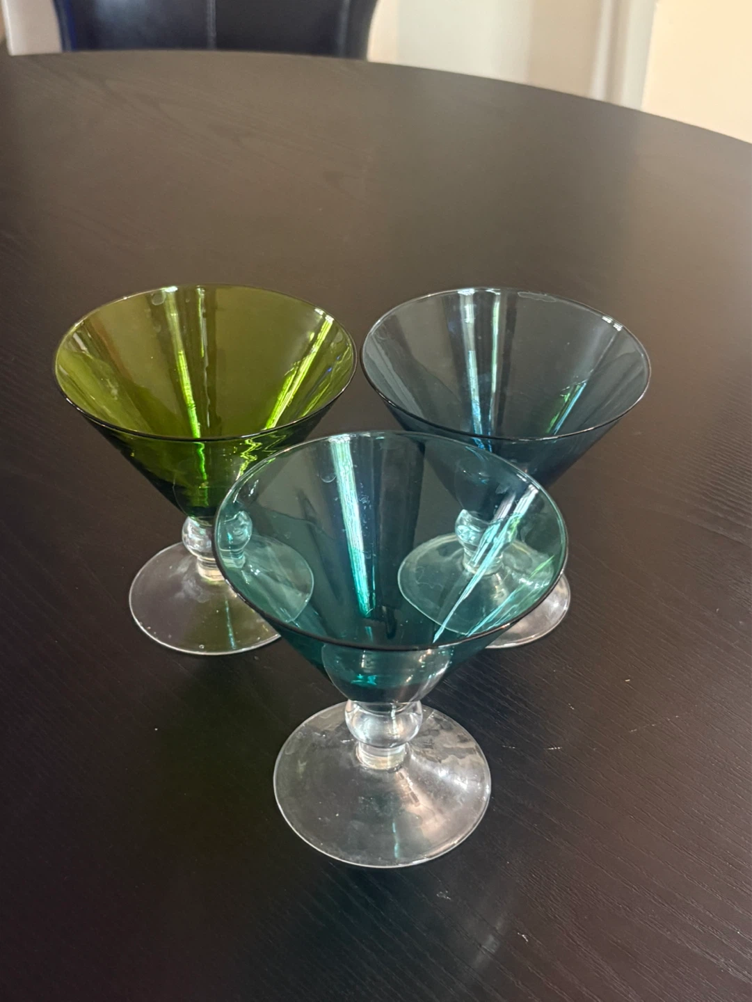 Set of 3 Coloured Martini Glasses