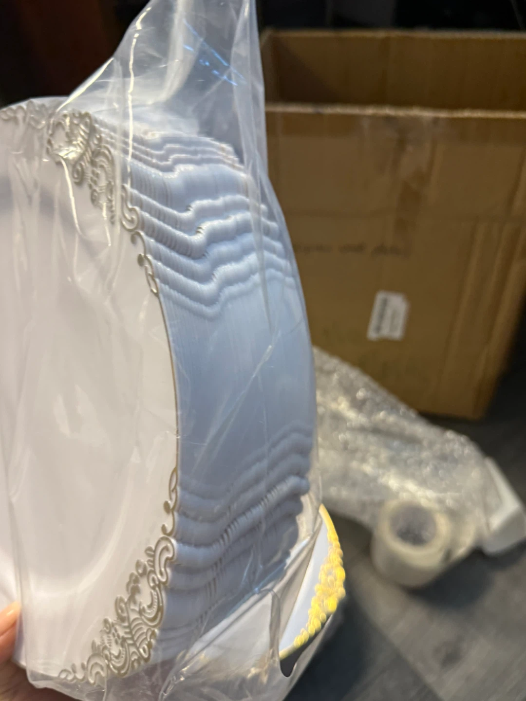 White Disposable Plates with Gold Trim - photo 3