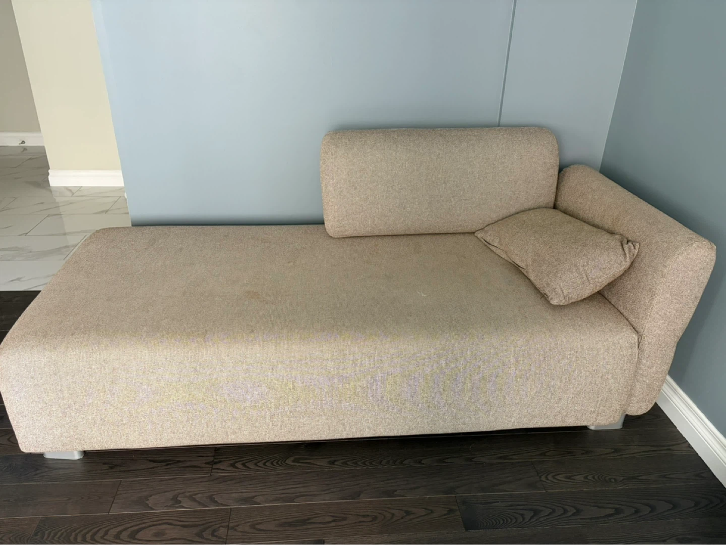 Beige Chaise Lounge with Pillows