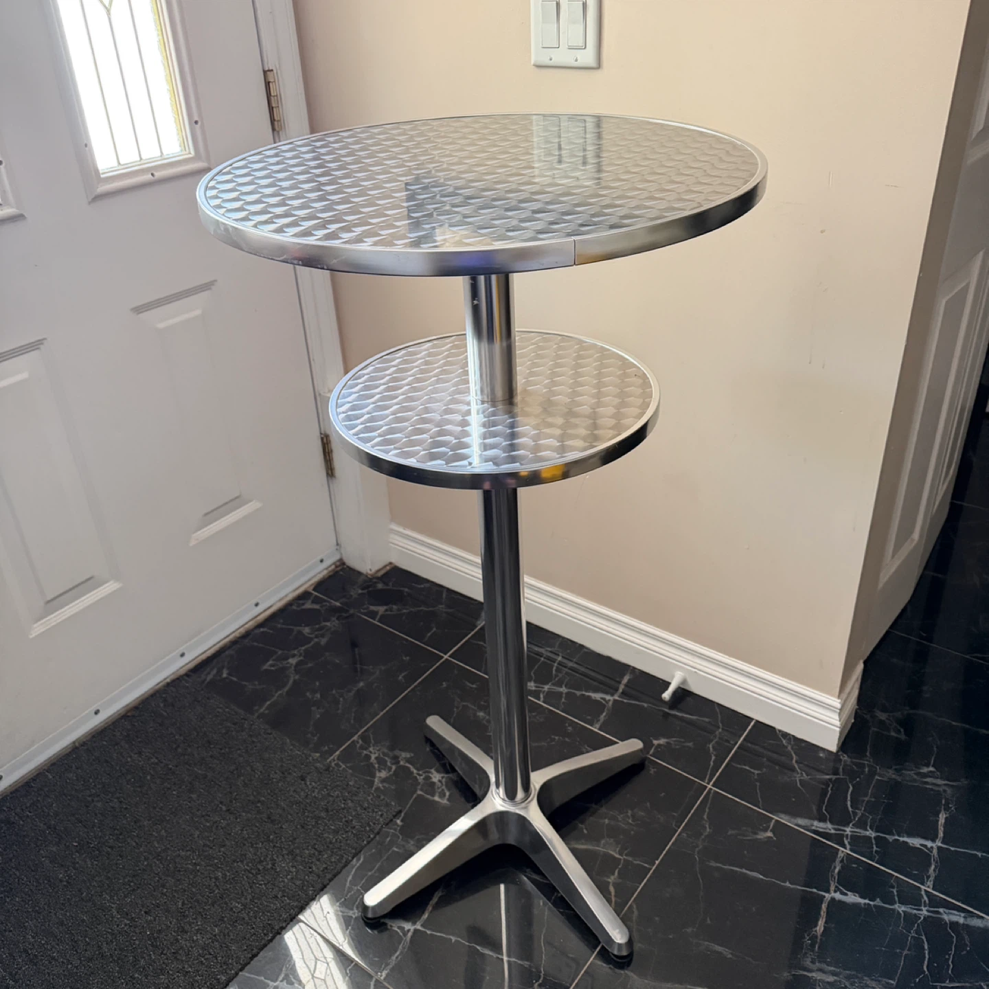 Round aluminum Bar Table with Two Tiers - photo 2
