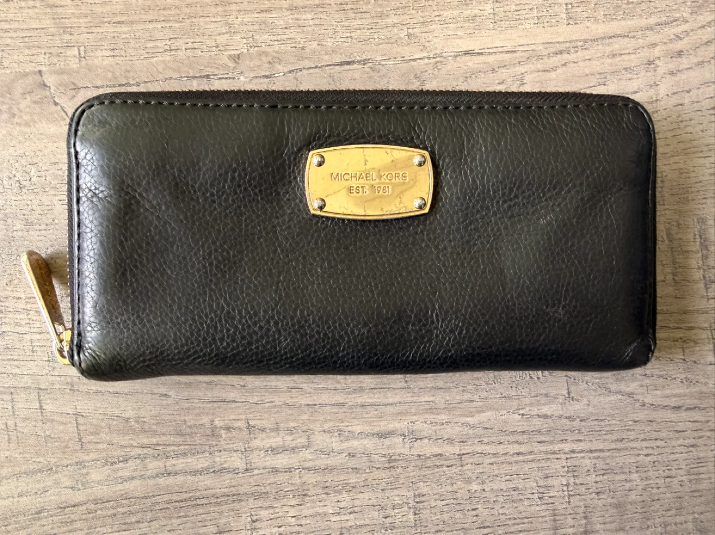 Michael Kors Black Leather Zip-Around Wallet
