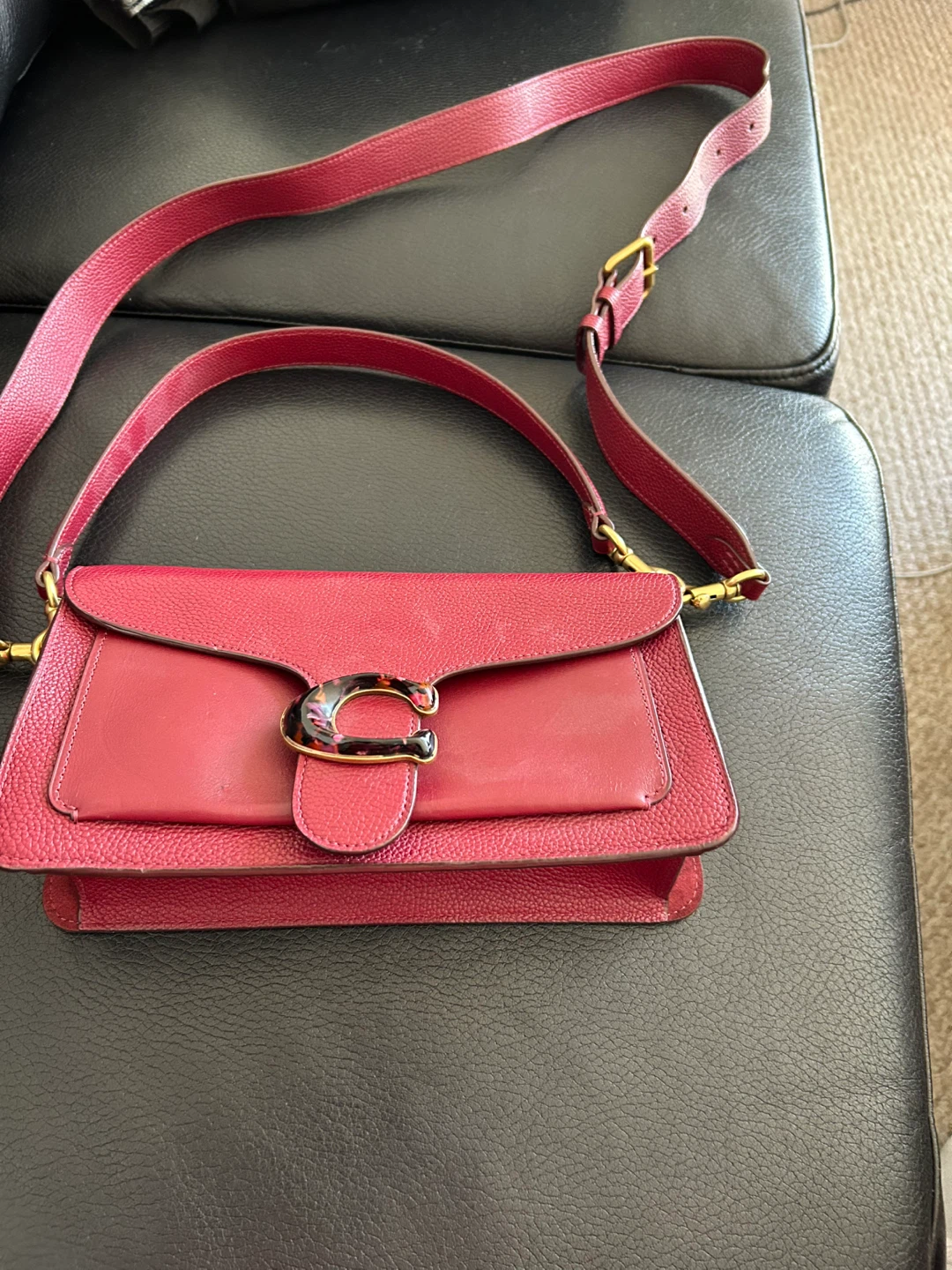 Coach Tabby Shoulder Bag 26 in Red Pebble Leather