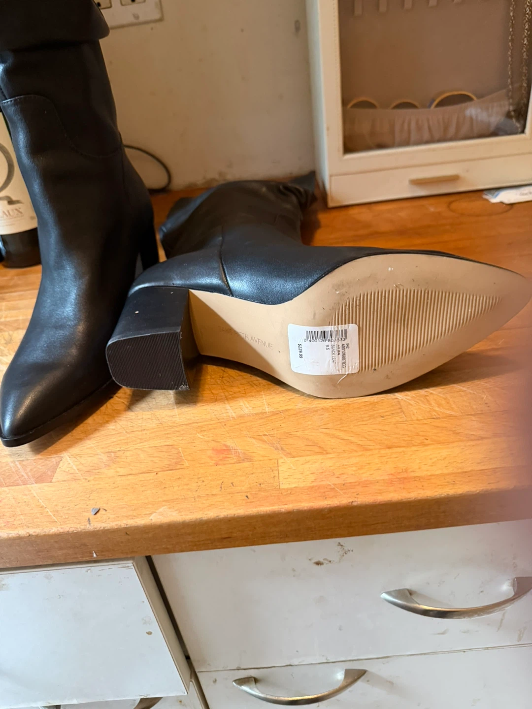 Saks 5th Ave Black Slouchy Pointed Toe Boots