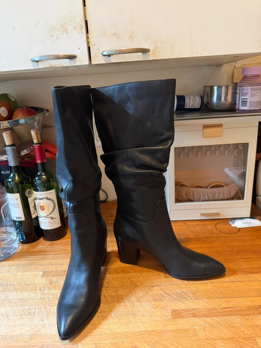 Saks 5th Ave Black Slouchy Pointed Toe Boots - photo 3