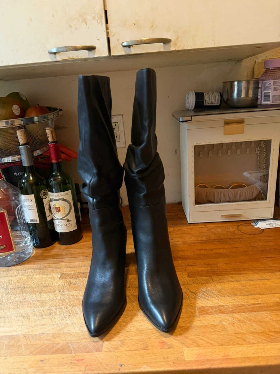 Saks 5th Ave Black Slouchy Pointed Toe Boots - photo 2