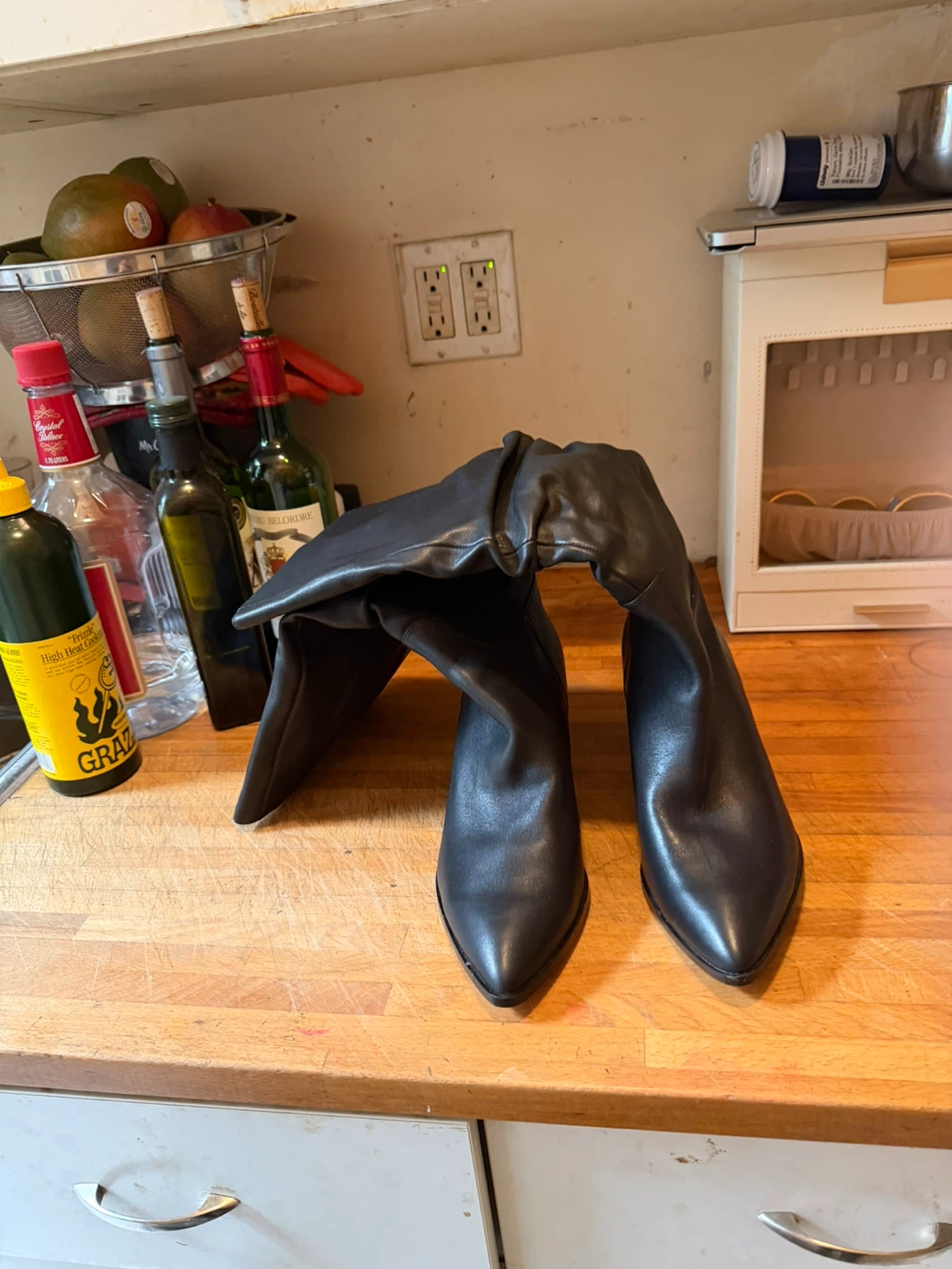 Saks 5th Ave Black Slouchy Pointed Toe Boots - photo 4