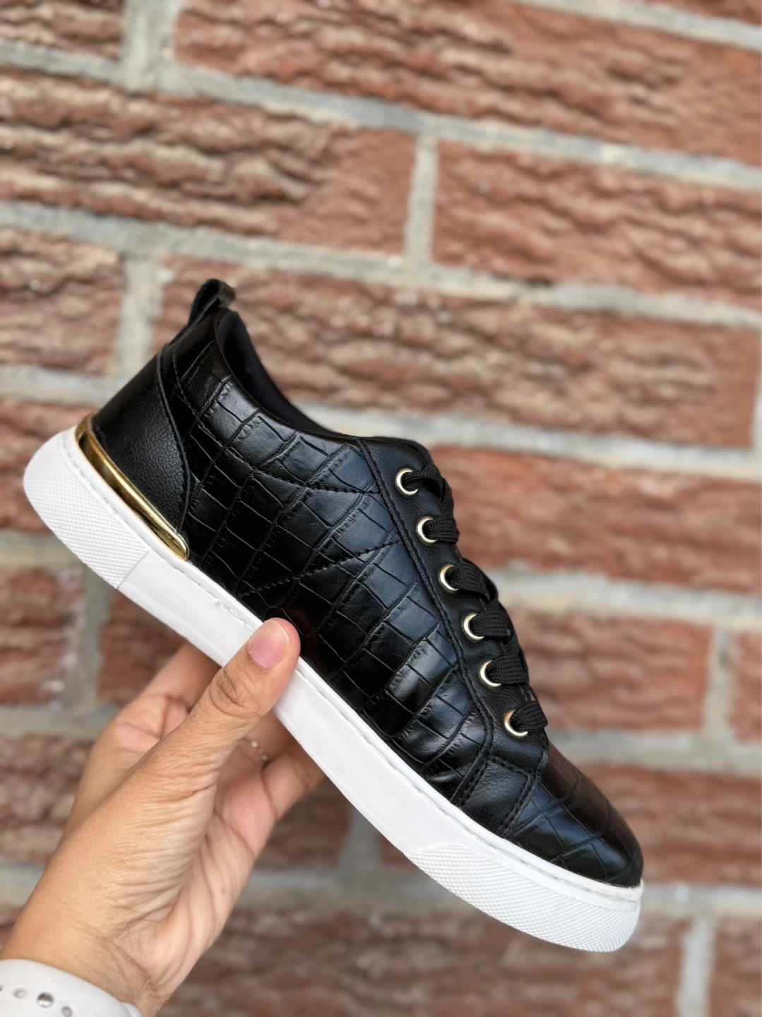 Aldo Black Croc Embossed Sneakers