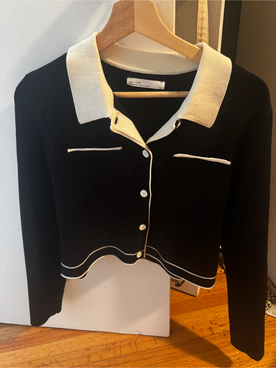 OAK + FORT Black and White Cardigan - Size M
