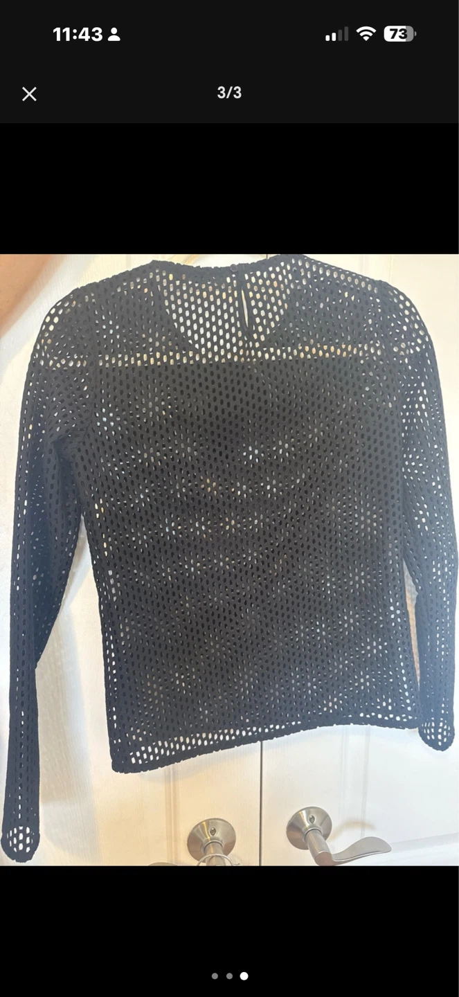 Maje Black Mesh Top with Velvet Bow - photo 2
