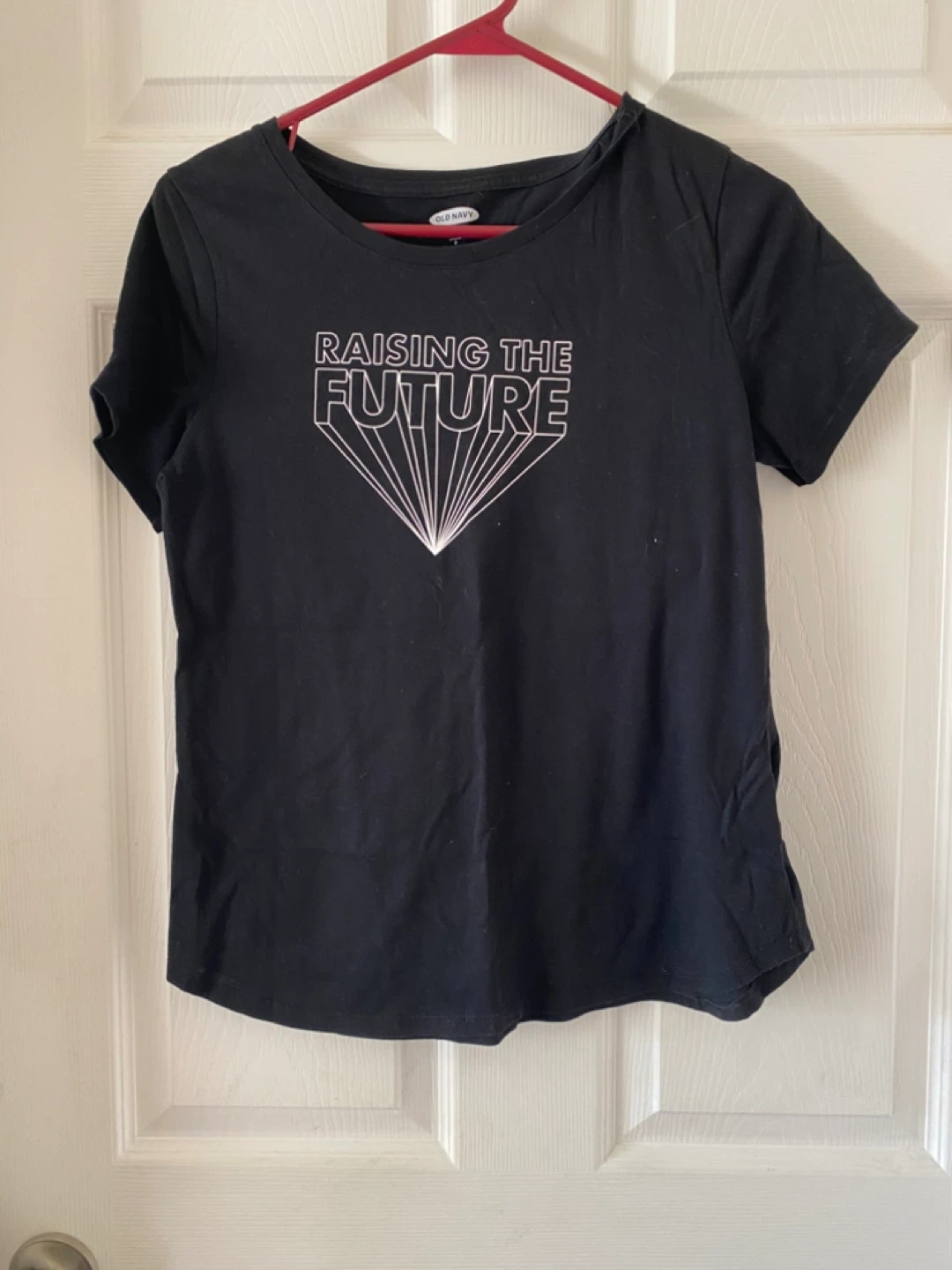 Old Navy Black T-Shirt - "Raising the Future" - Size S