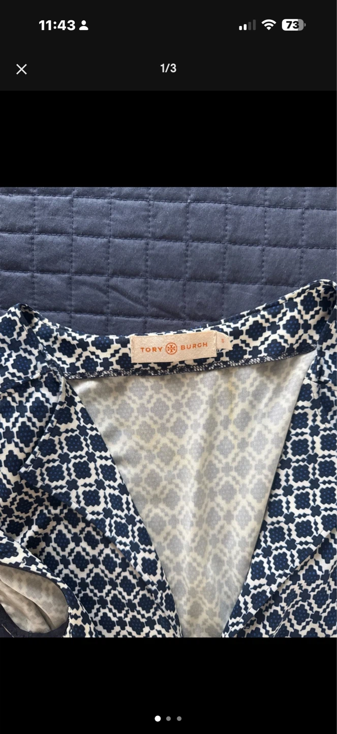 Tory Burch Navy & White Geometric Print Dress